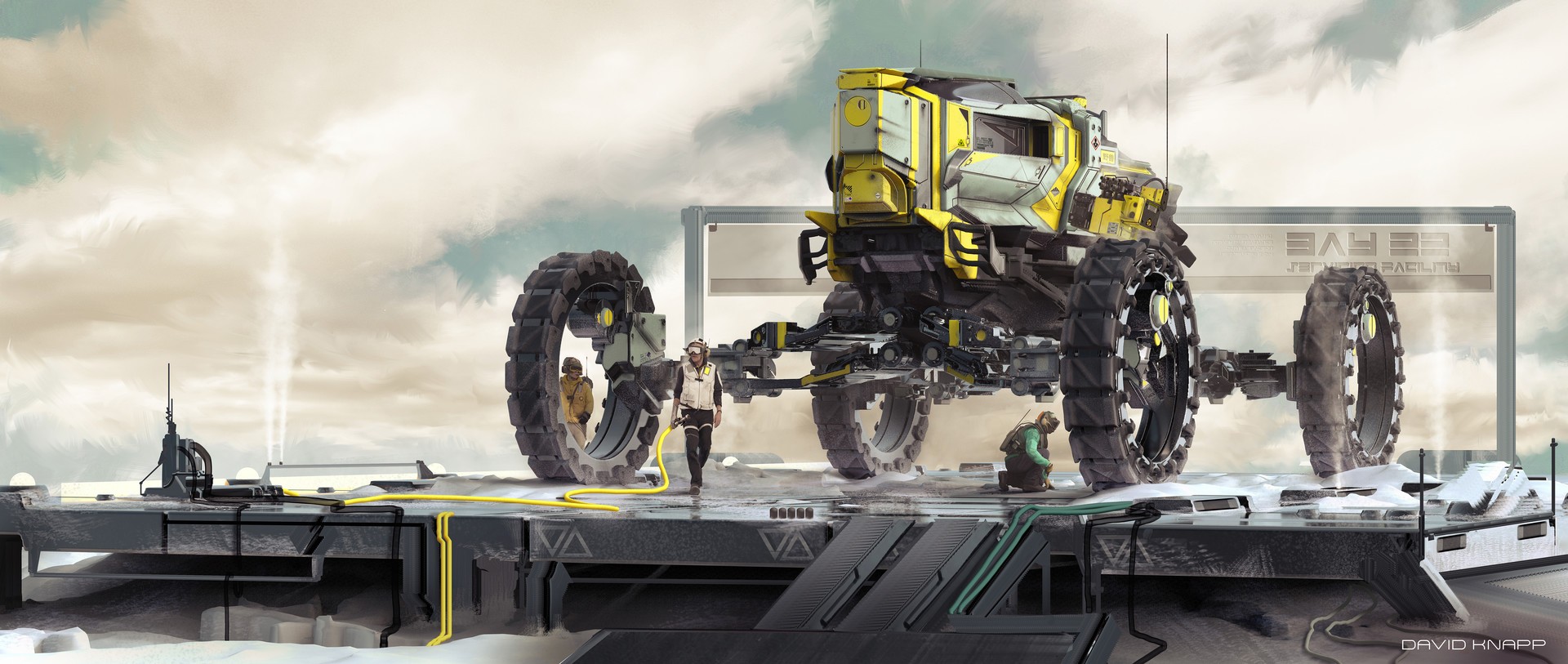 Artwork by David Knapp: Science Fiction Rover Maintenance HD Wallpaper