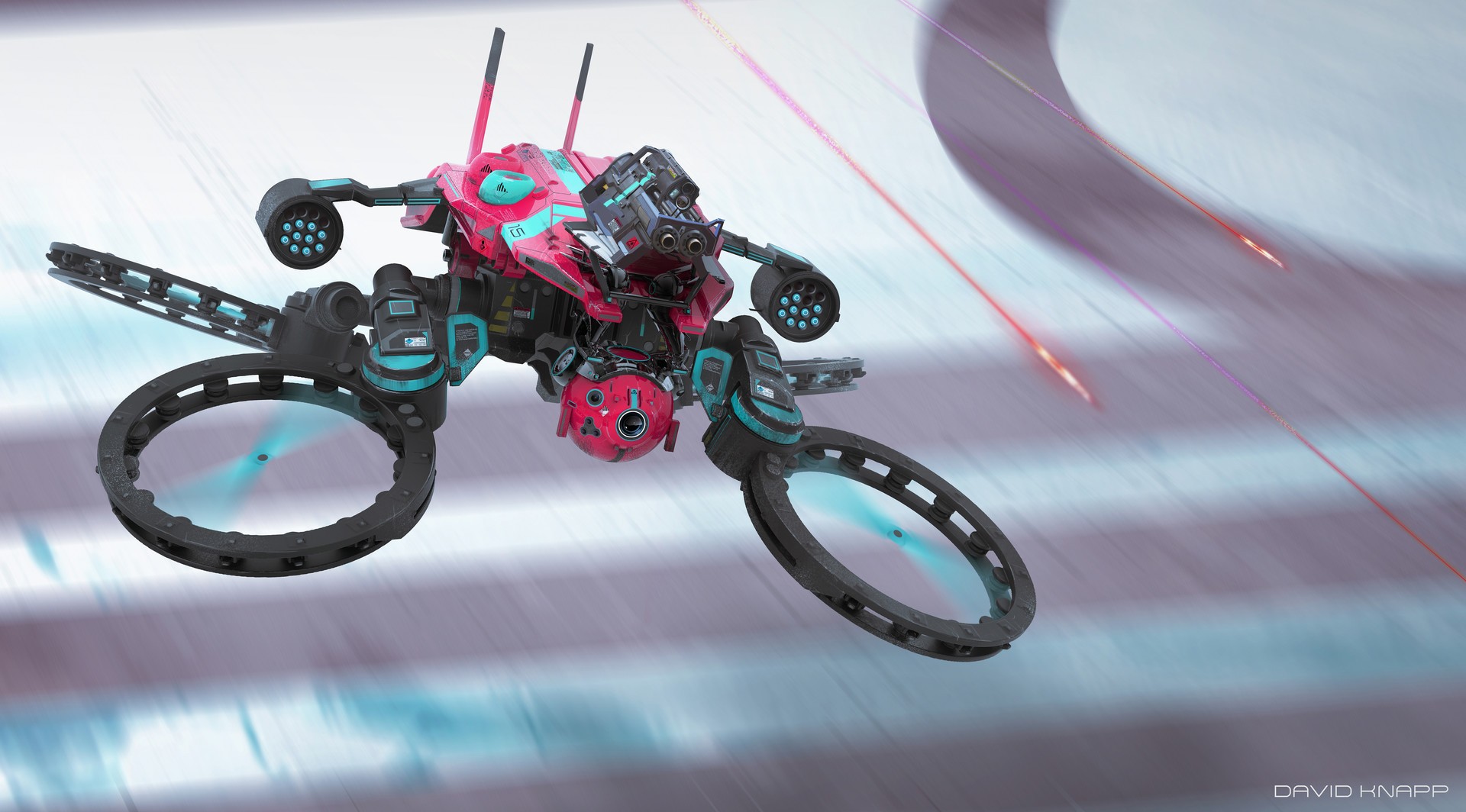 Artwork by David Knapp: Sci-fi Drone in Action HD Wallpaper