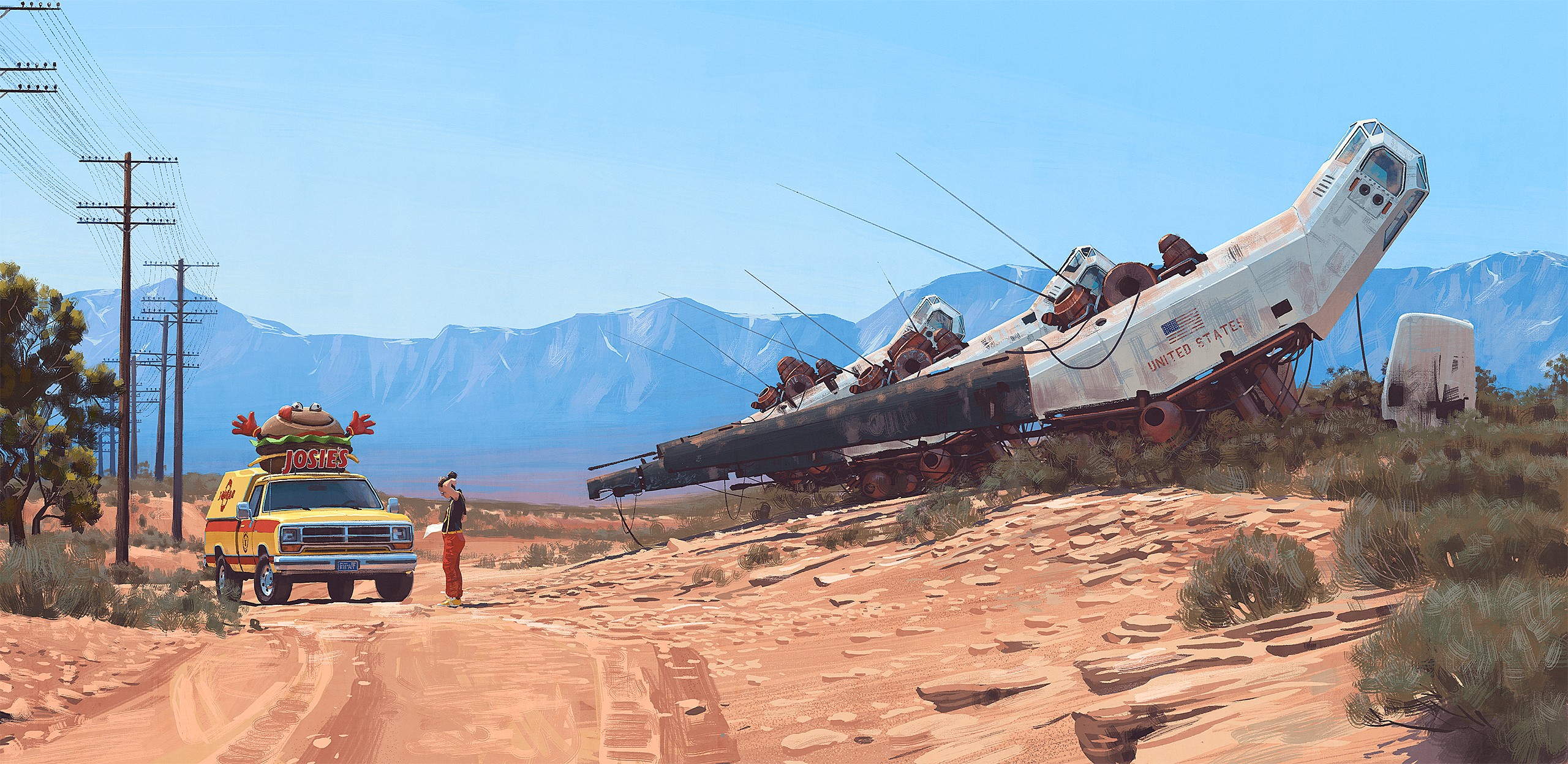 Simon Stålenhag, science fiction, artwork, car HD Wallpaper