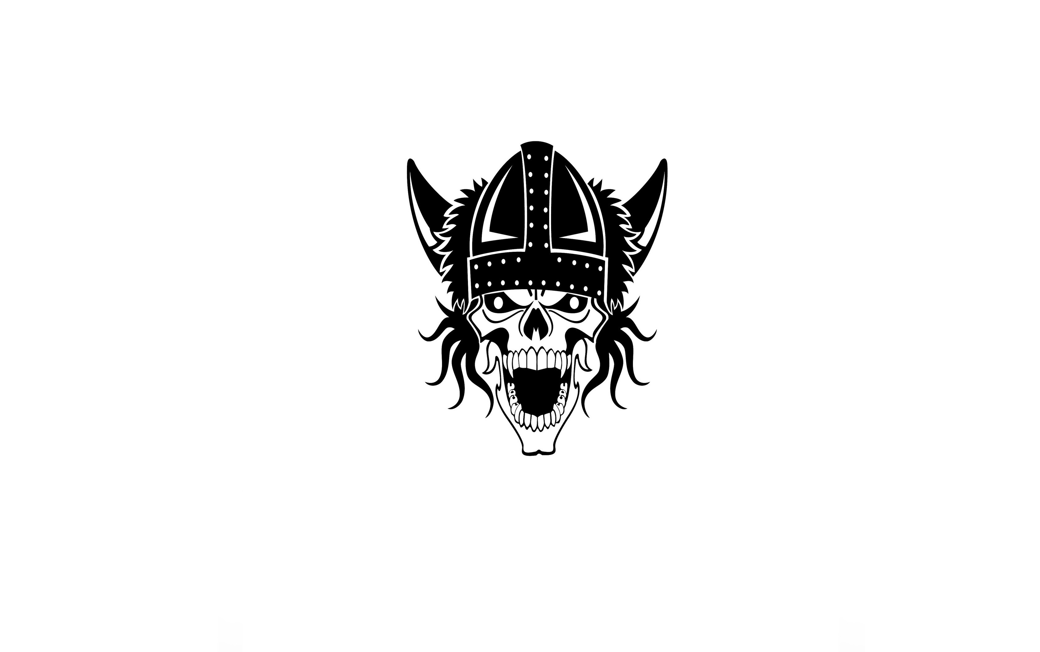 Viking skull with horned helmet HD Wallpaper