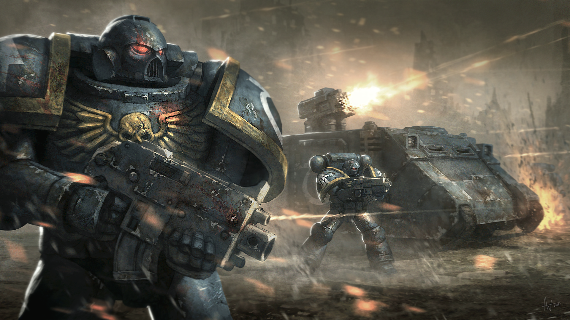 Warhammer 40,000 Ultramarines in Battle HD Wallpaper