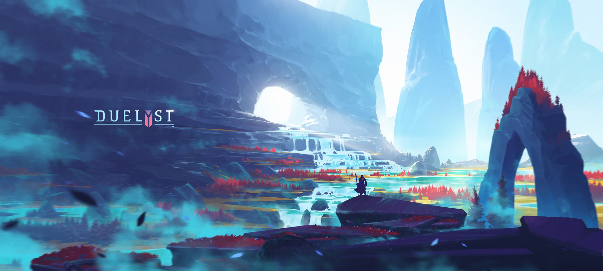 Duelyst Fantasy Landscape with Figure HD Wallpaper