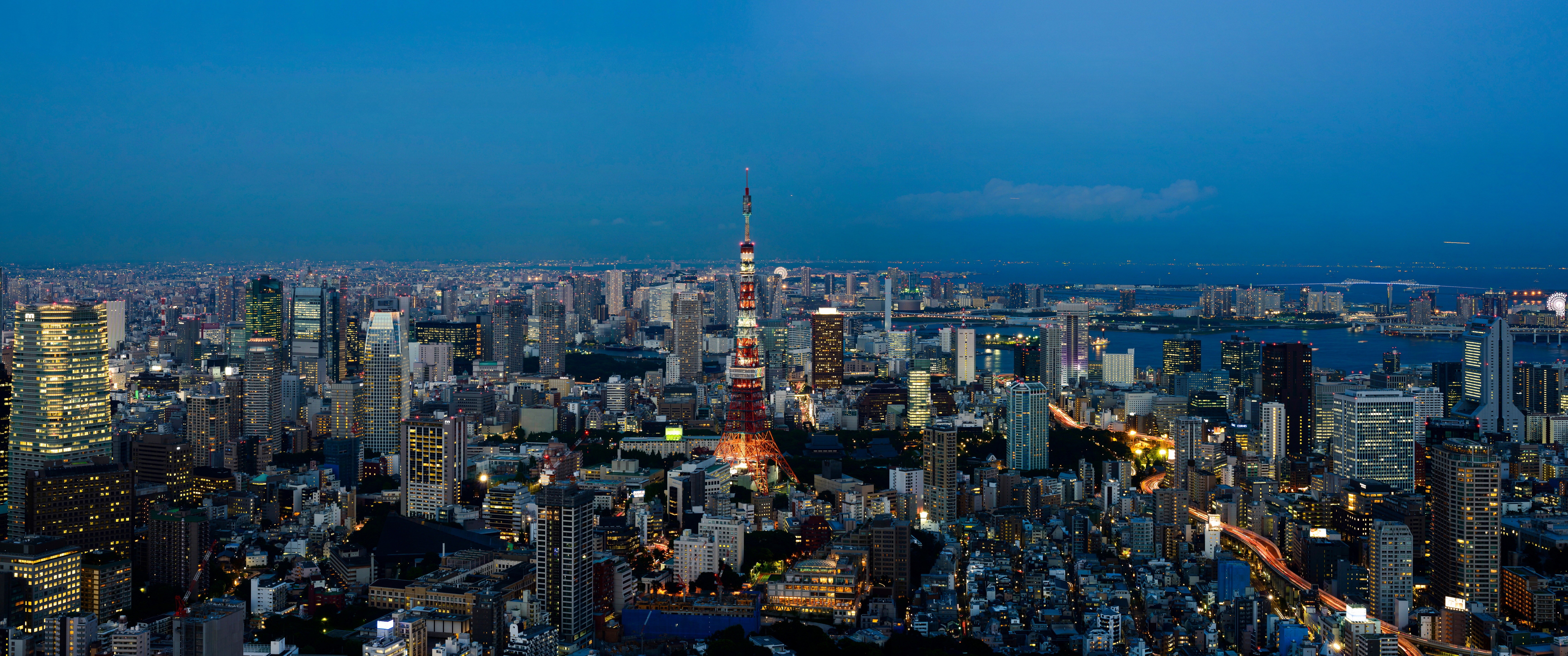 Tokyo cityscape at dusk with Tokyo Tower HD Wallpaper