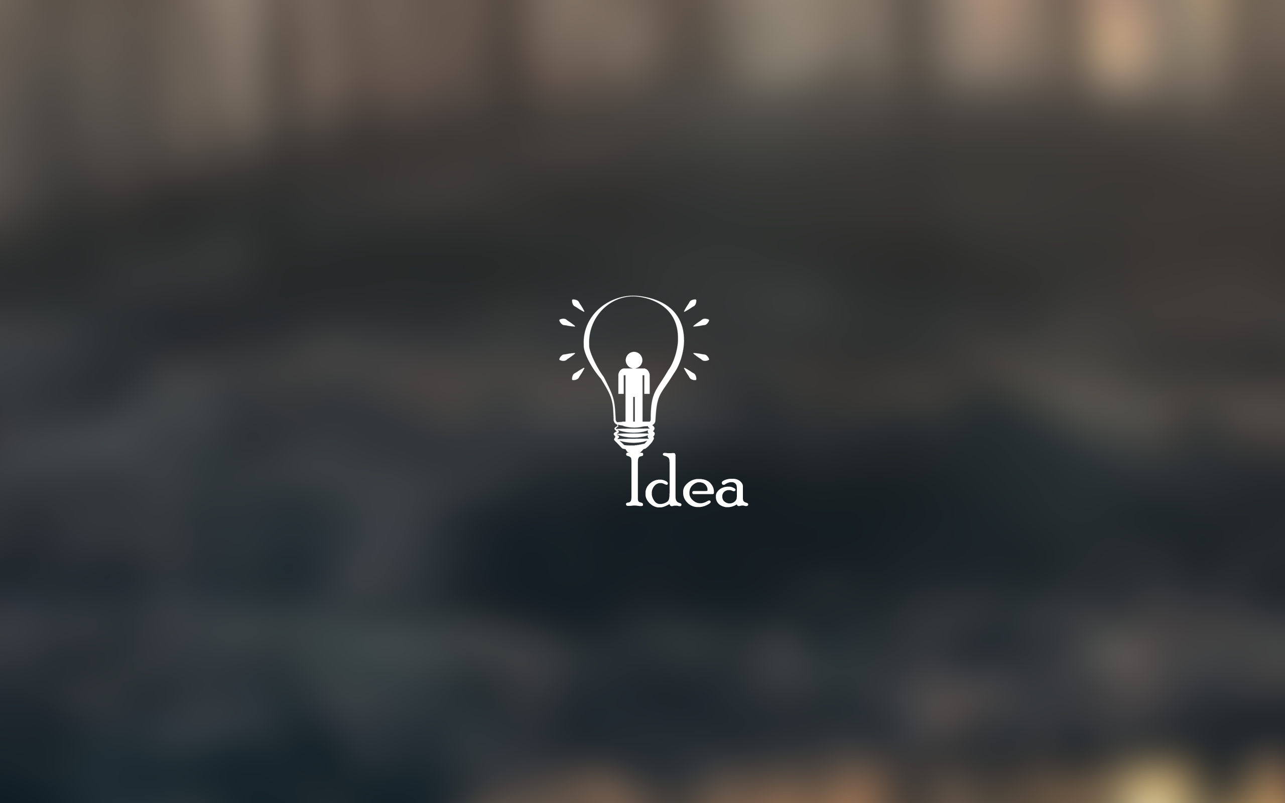 Minimalist light bulb with person and the word Idea HD Wallpaper