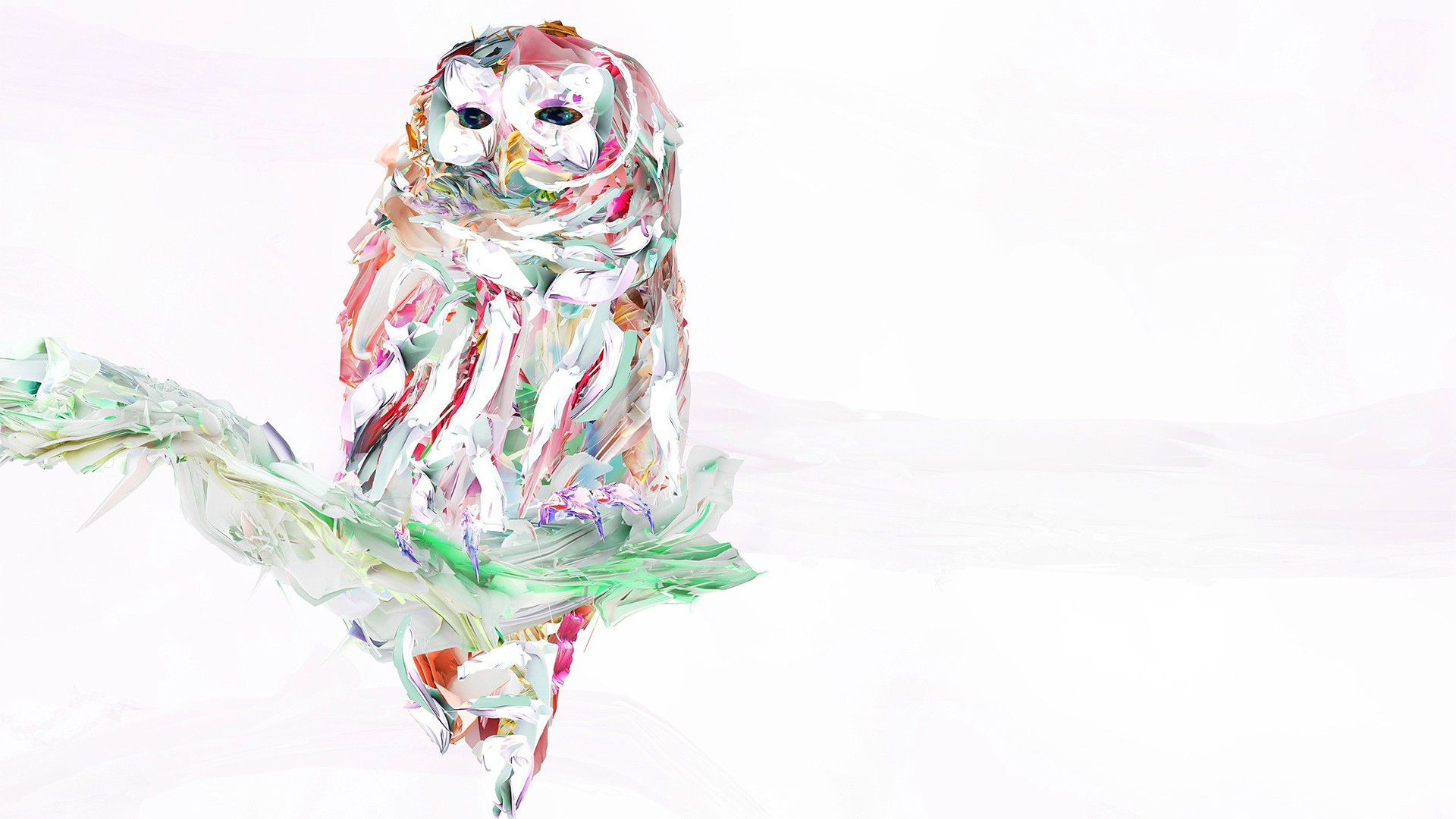 Abstract owl perched on a branch HD Wallpaper