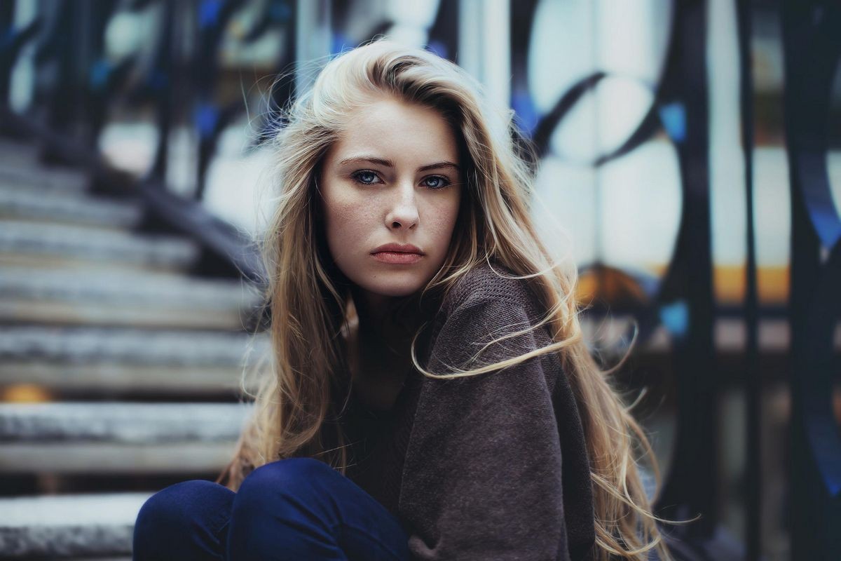 Camille Rochette sitting on steps HD Wallpaper