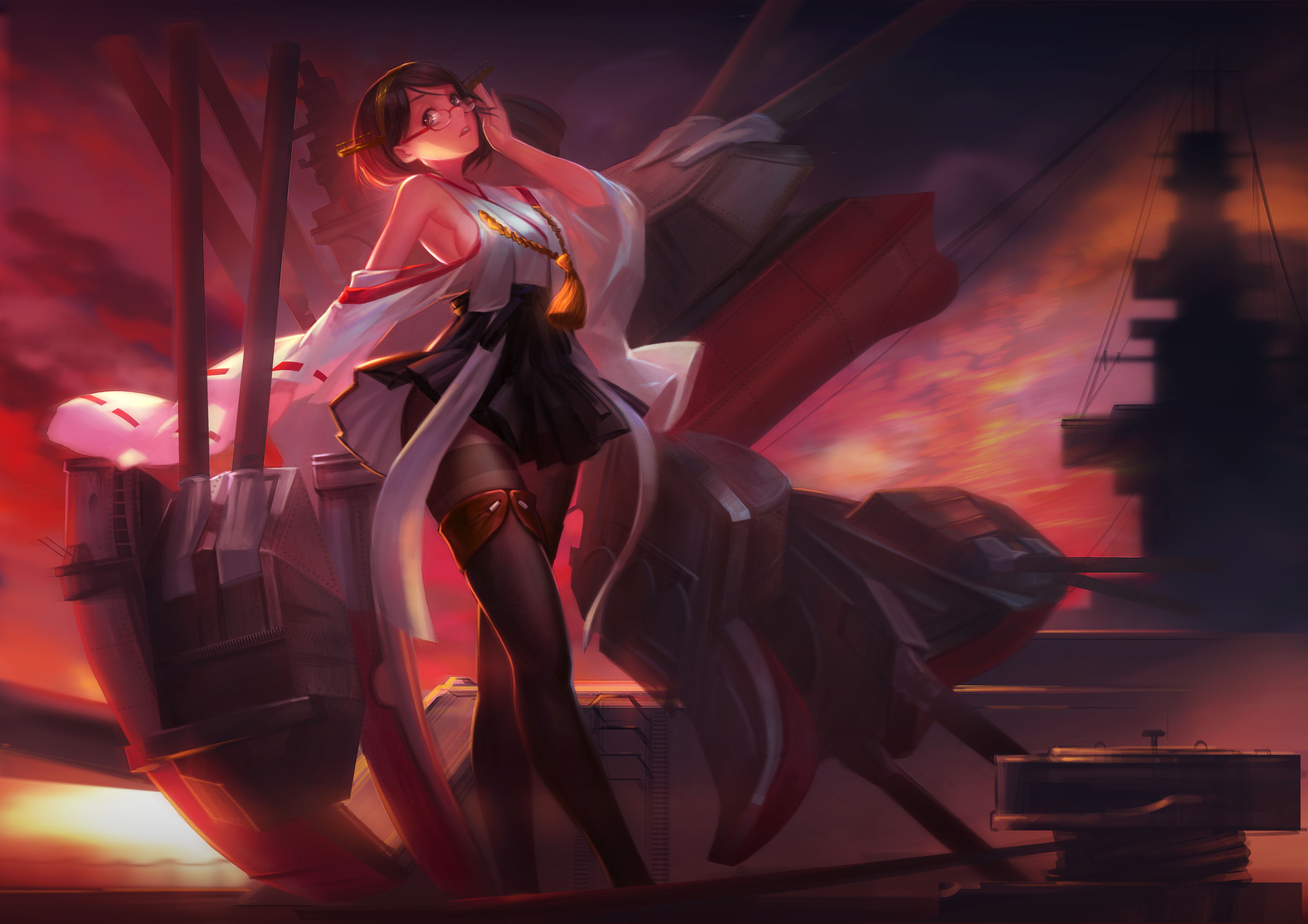 Kirishima from Kantai Collection with glasses HD Wallpaper