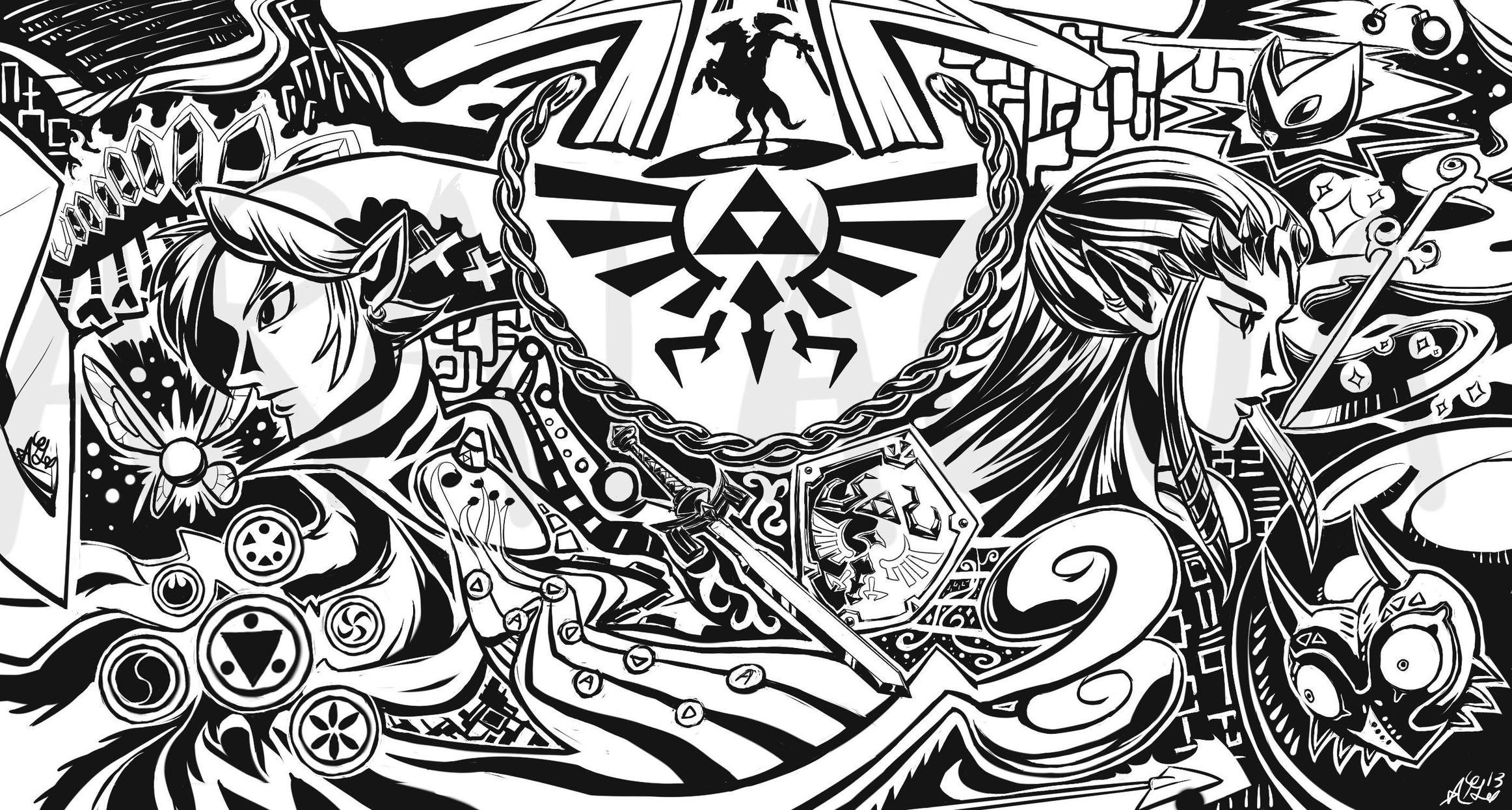 The Legend of Zelda: Link and Zelda Artwork HD Wallpaper