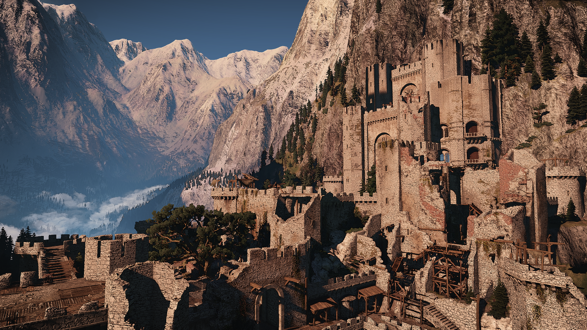 The Witcher 3: Kaer Morhen Castle in Mountains HD Wallpaper