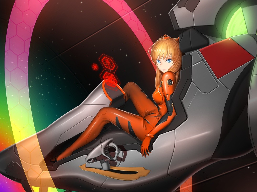 Asuka Langley Soryu in Evangelion Plugsuit HD Wallpaper