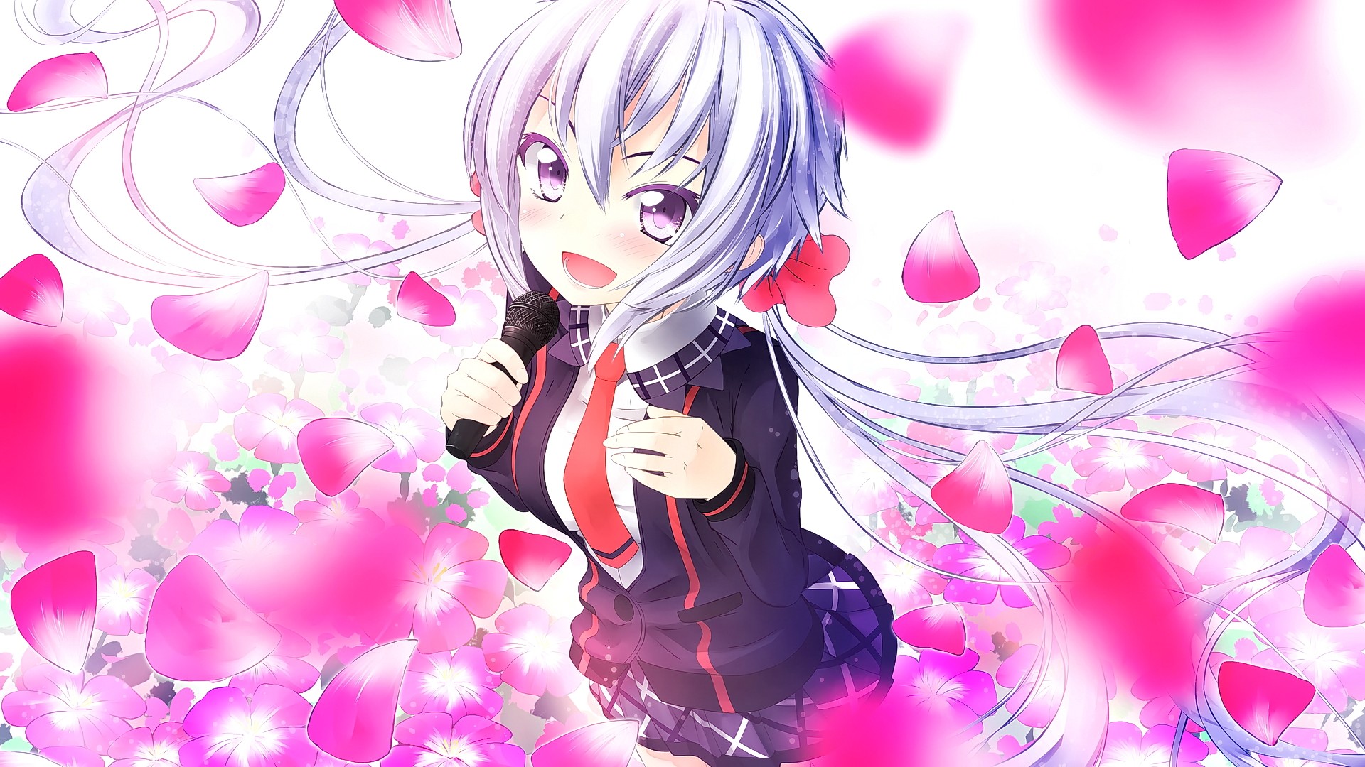 Yukine Chris singing with flower petals falling HD Wallpaper