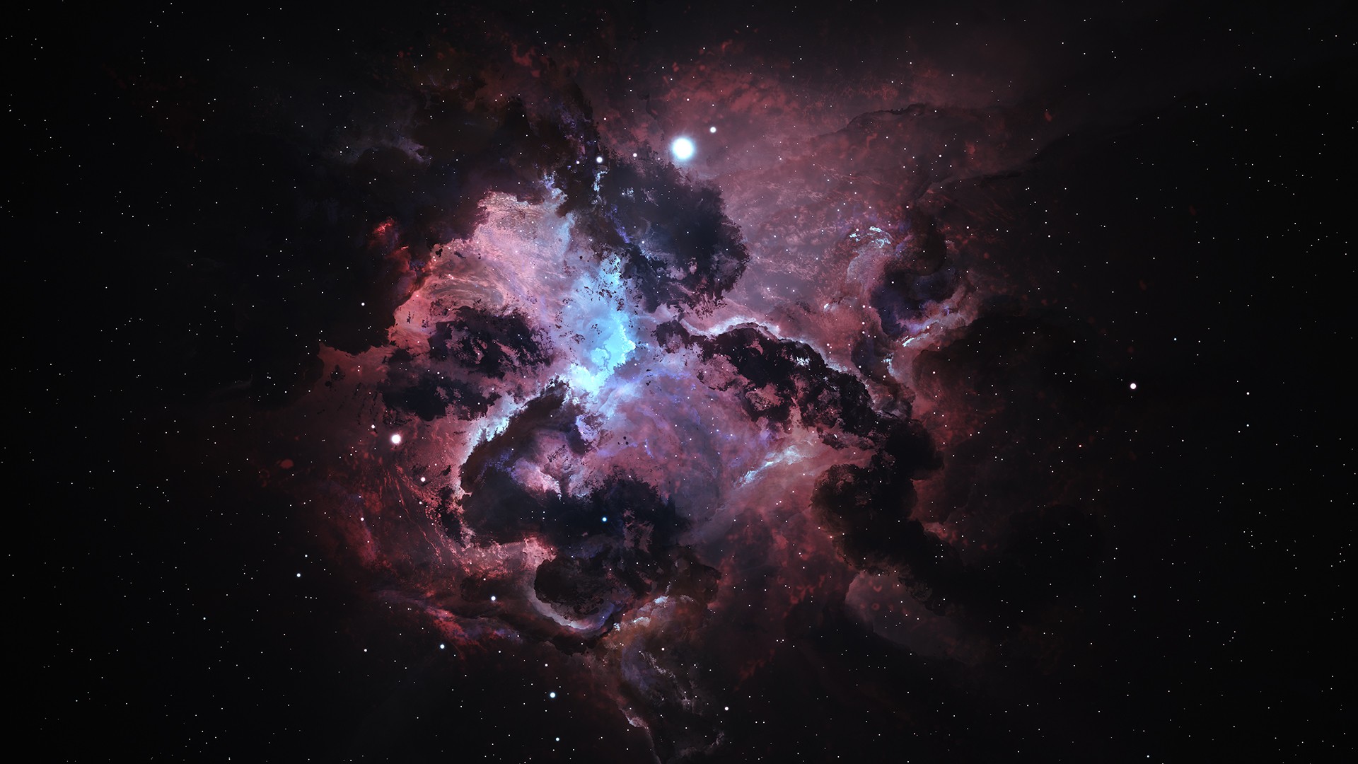 Vibrant nebula with stars in deep space HD Wallpaper