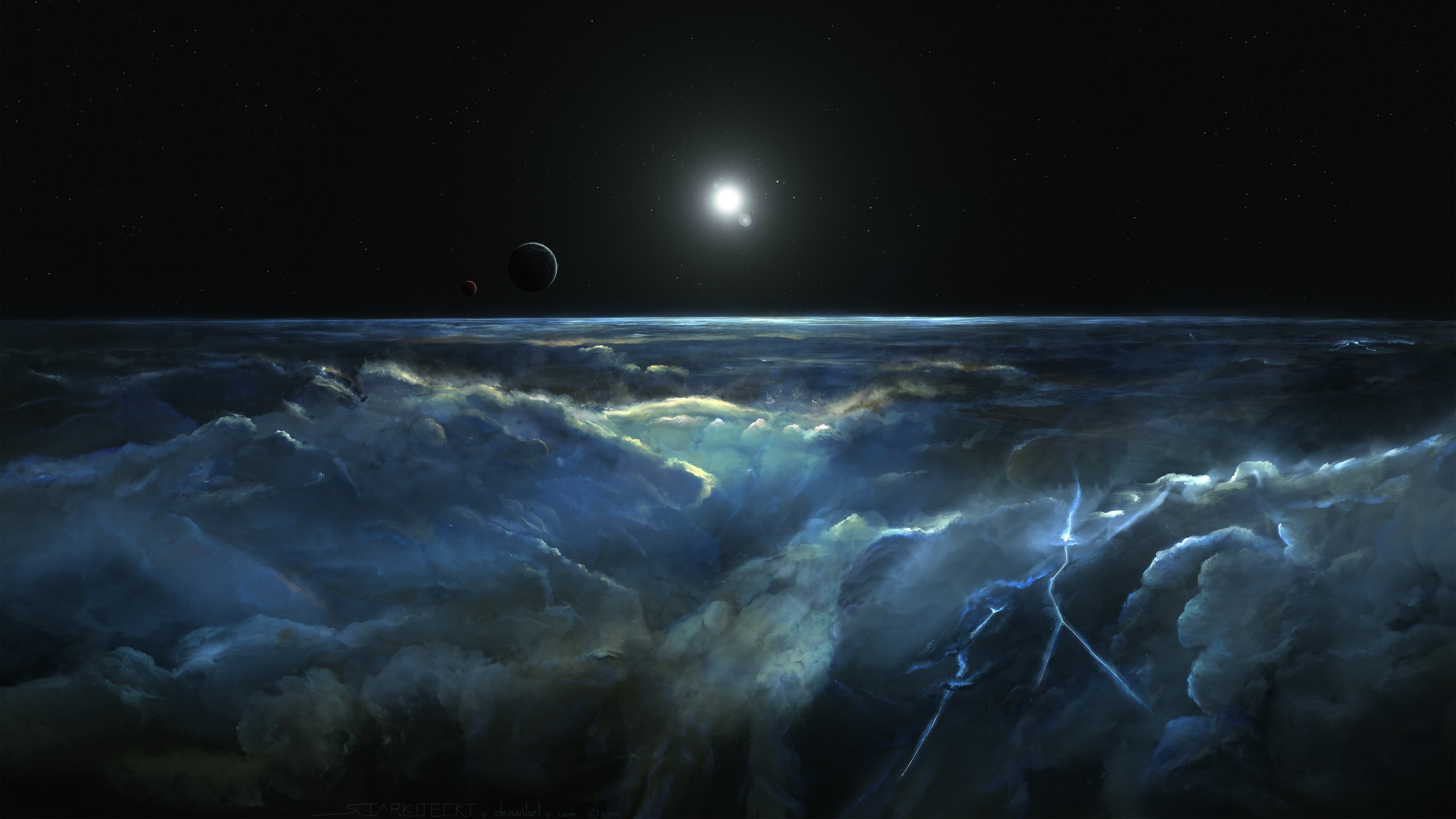 Space scene with planets and nebula HD Wallpaper