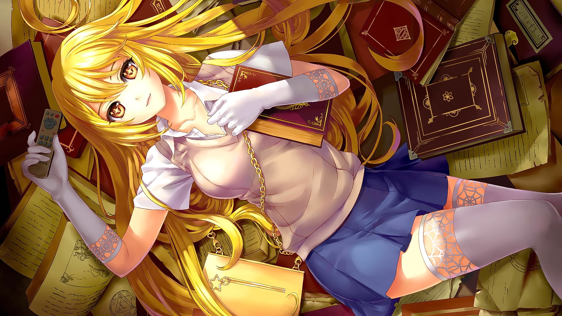 Shokuhou Misaki from To Aru Kagaku no Railgun with books HD Wallpaper