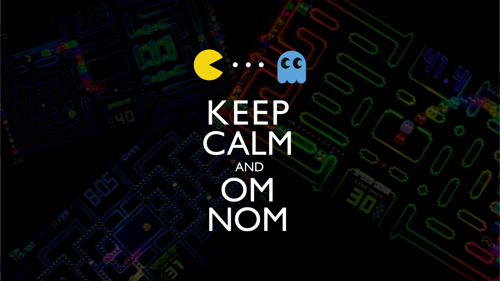 Keep Calm and Om Nom Pac-Man Ghosts HD Wallpaper