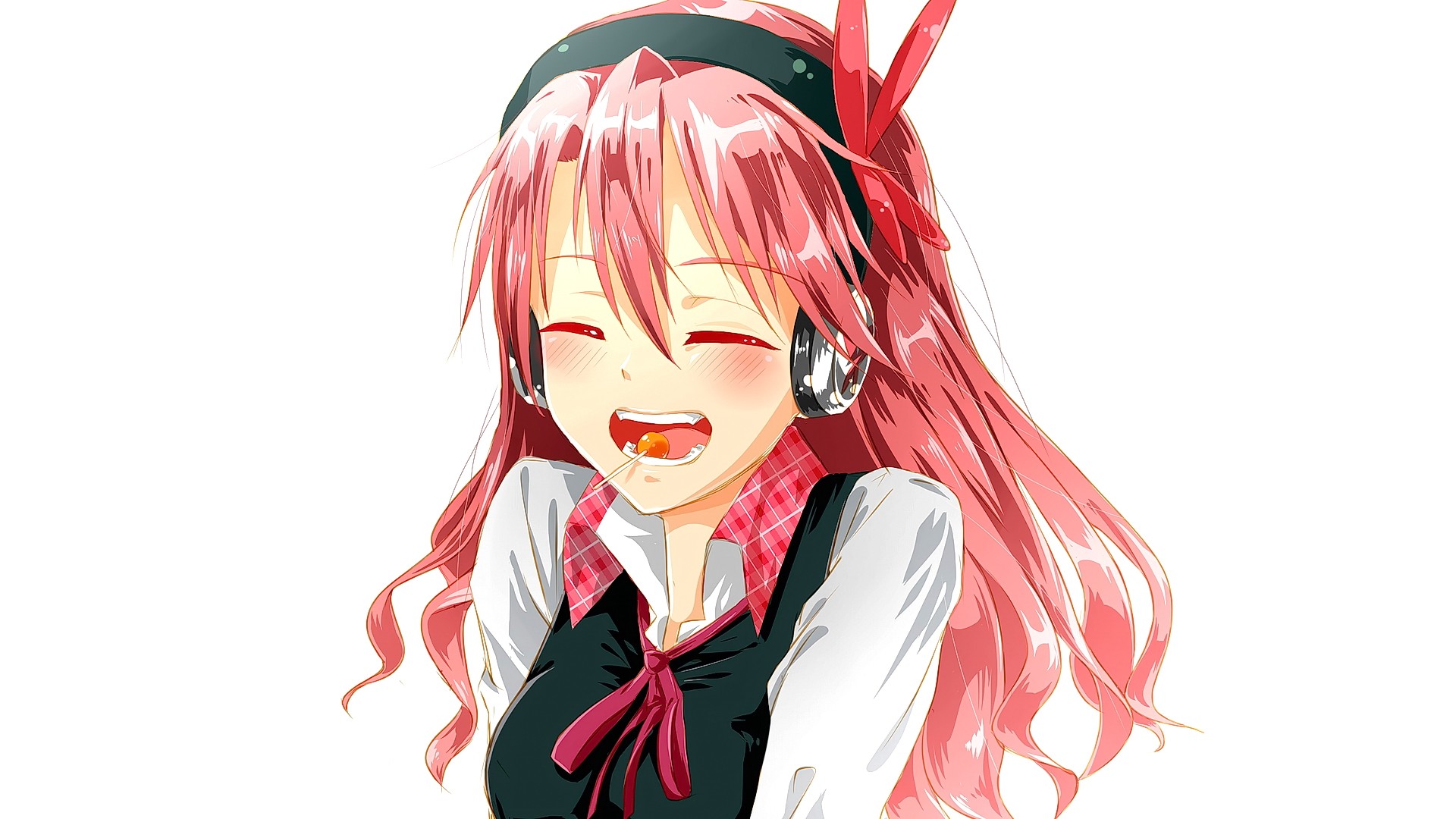 Chelsea from Akame ga Kill! with pink hair and headphones HD Wallpaper