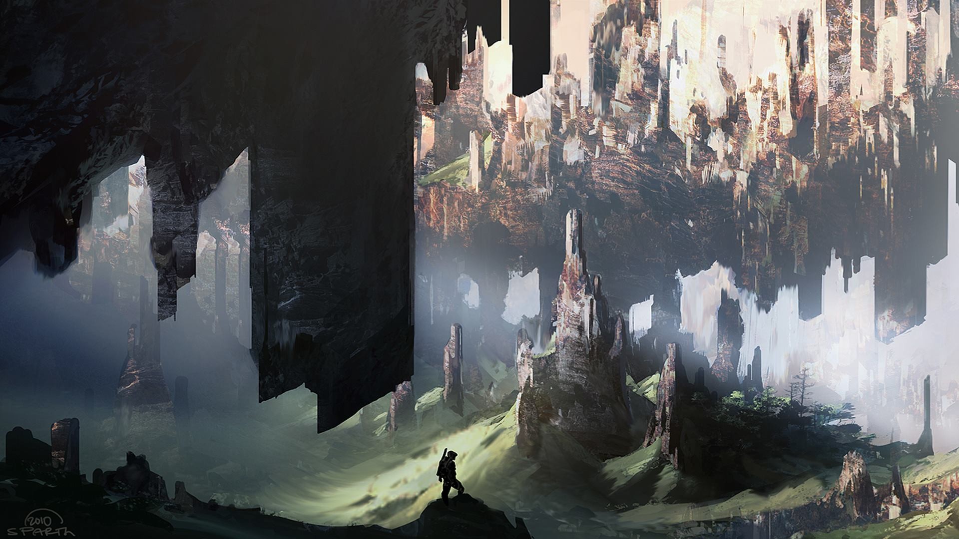 Halo 4 concept art of a desolate alien landscape HD Wallpaper