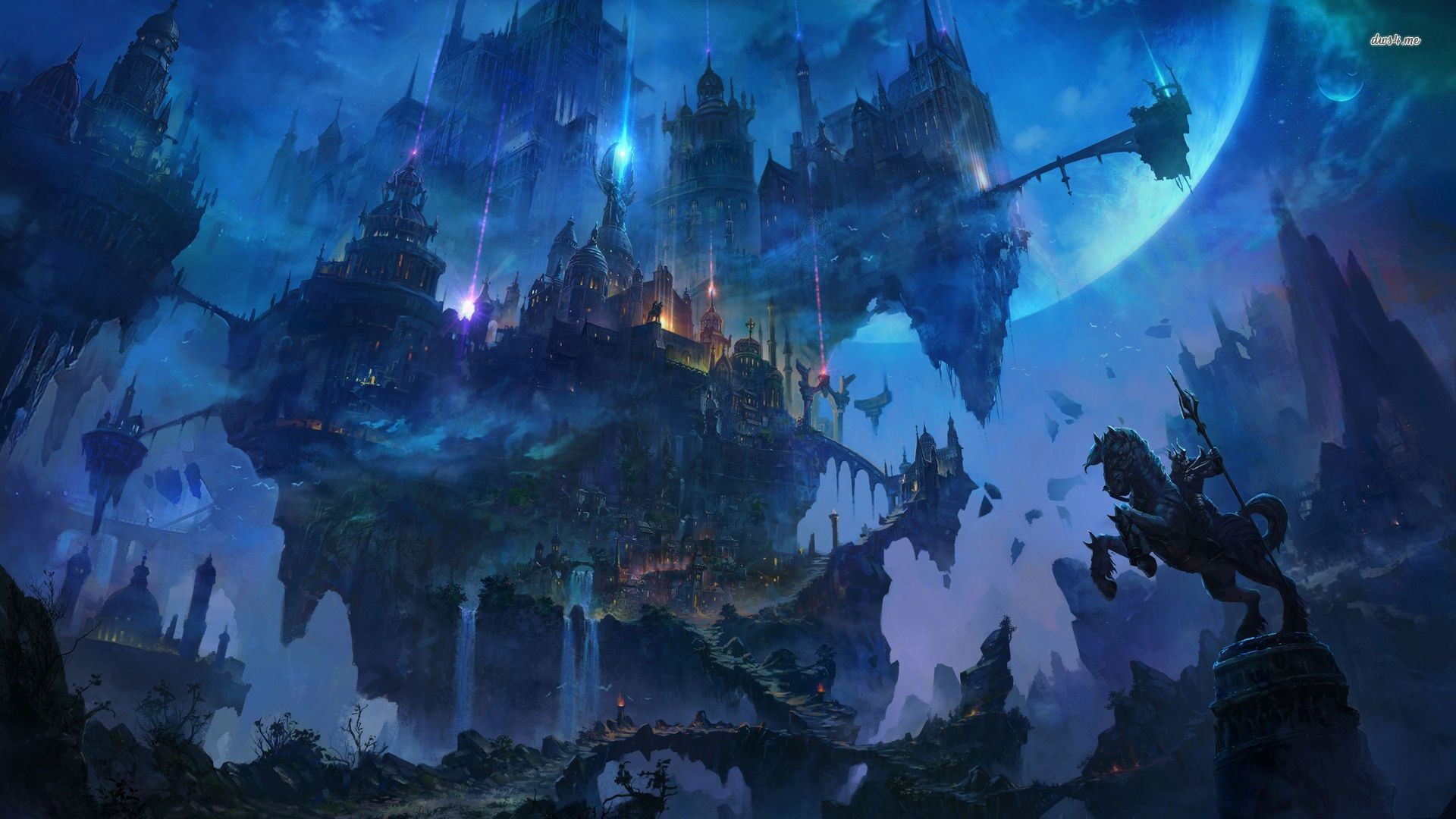 landscape, fantasy town HD Wallpaper