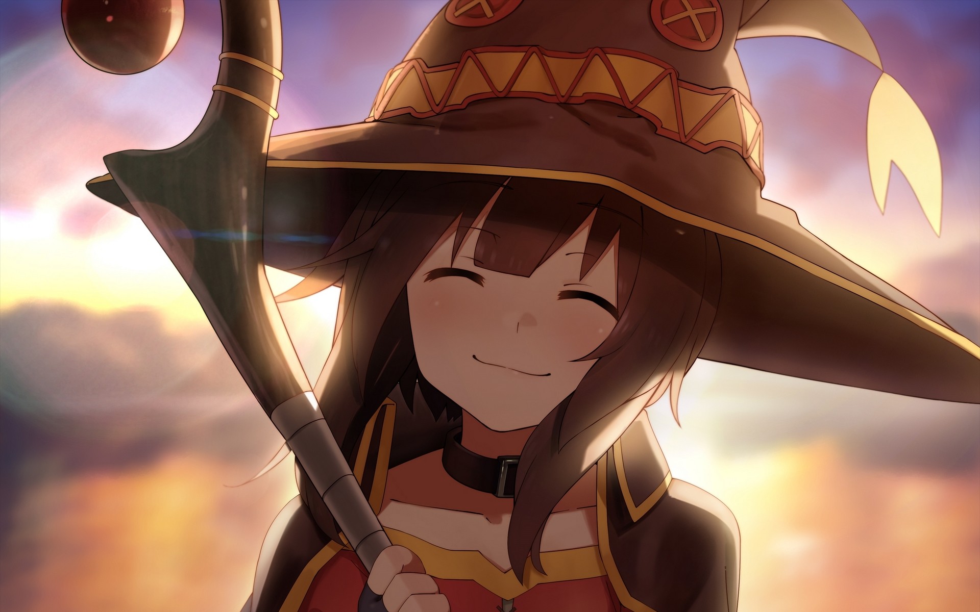 Megumin from Kono Subarashii Sekai ni Shukufuku wo! holding staff HD Wallpaper