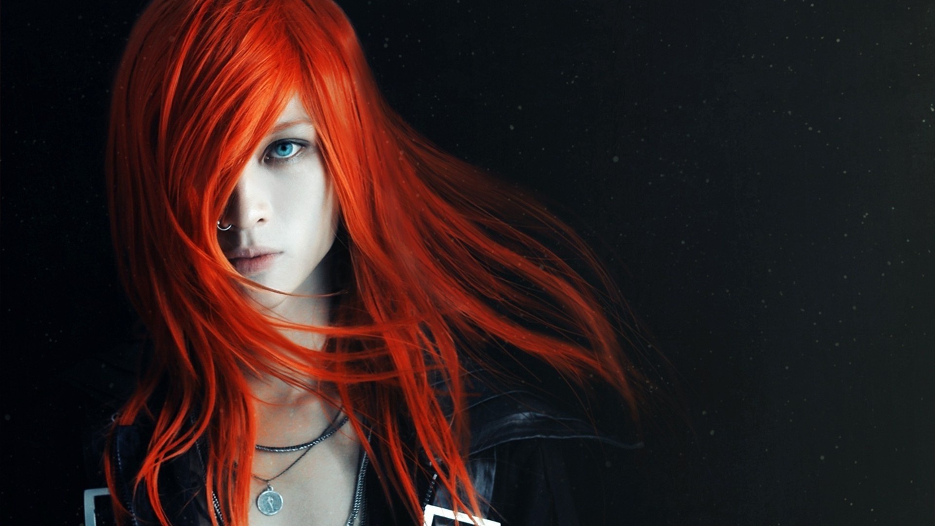 Woman with red hair and blue eyes HD Wallpaper