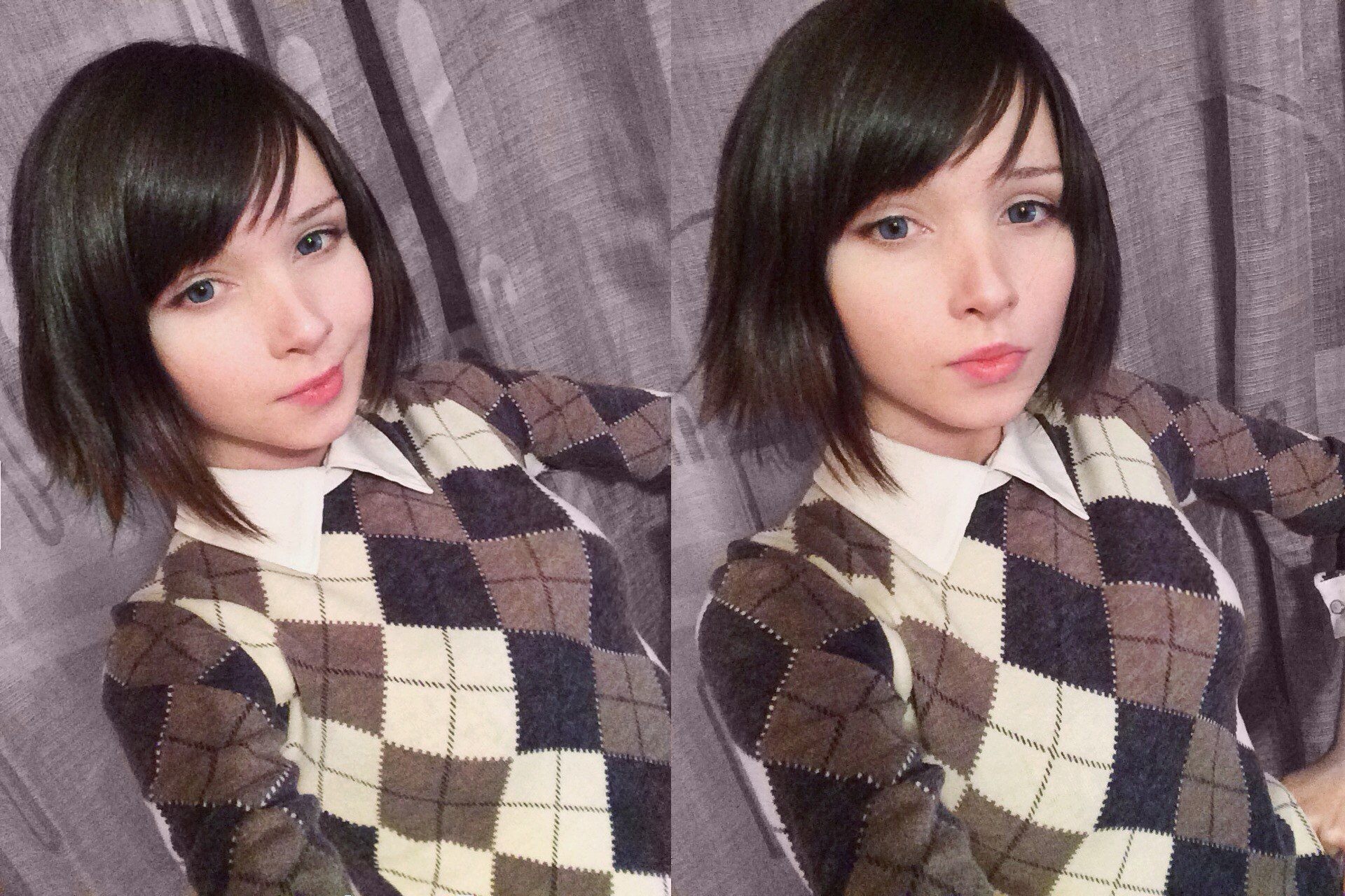 Katya Lischina in an argyle sweater HD Wallpaper
