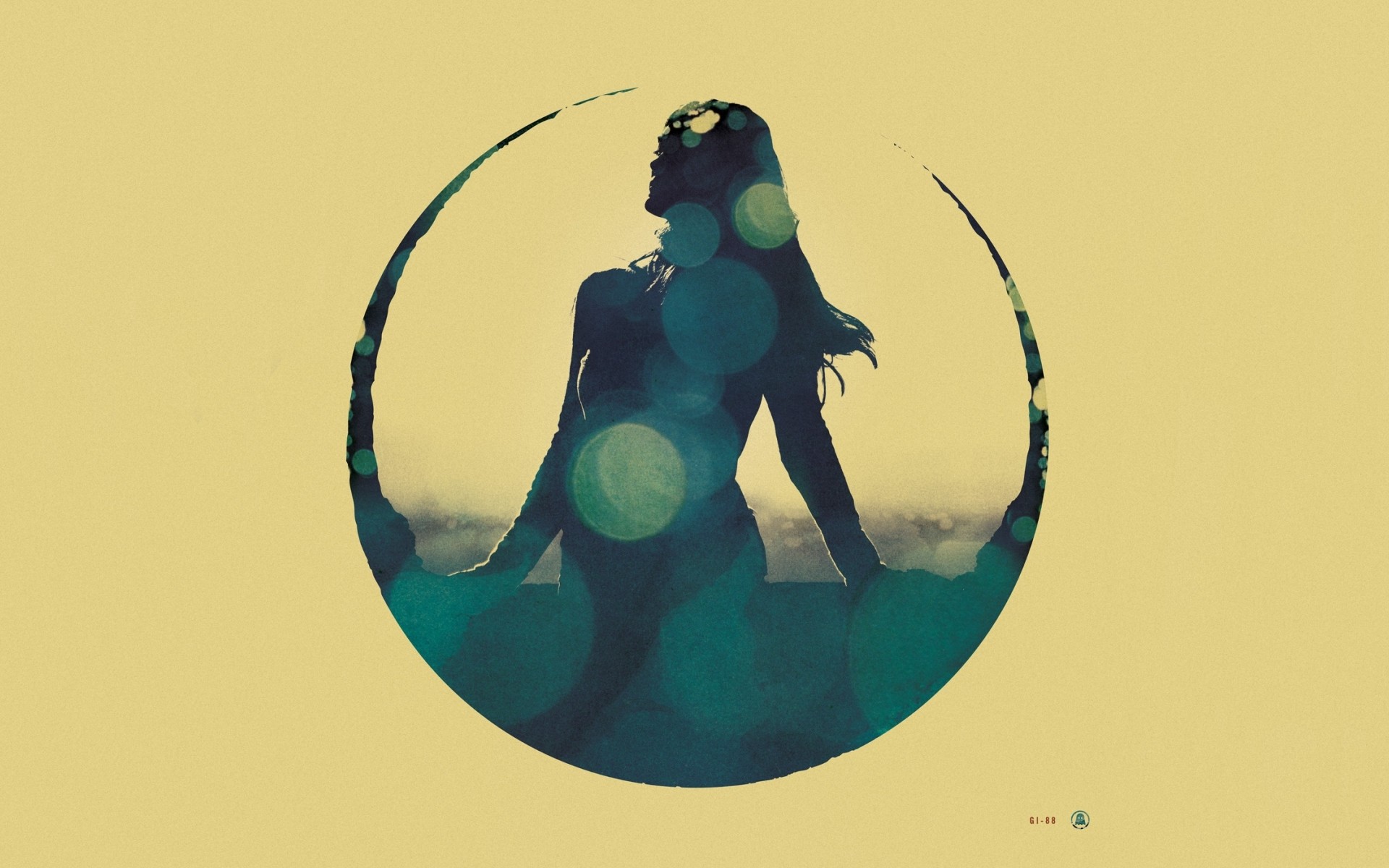Artwork of a silhouette within a circle HD Wallpaper