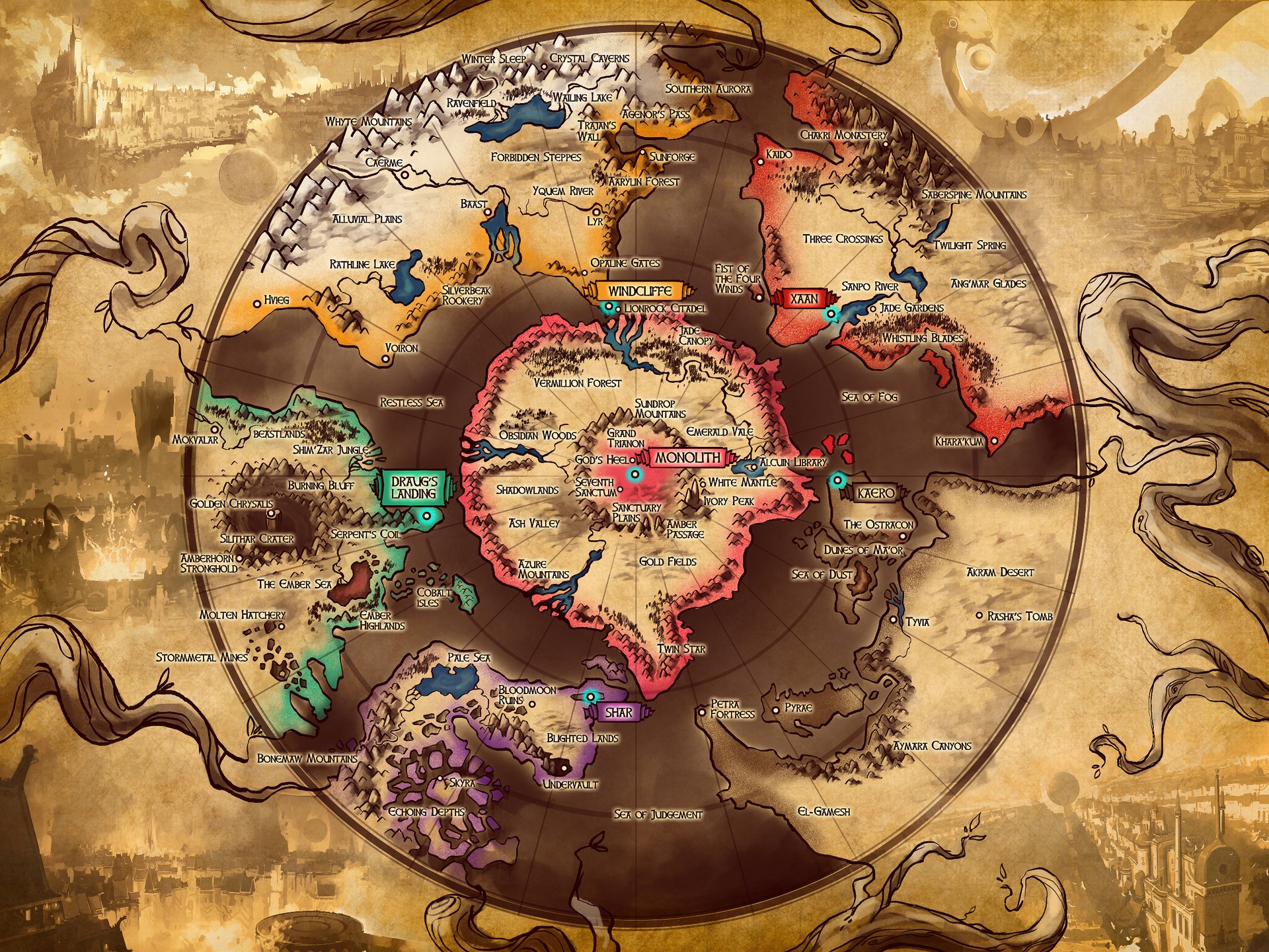 Duelyst Map of Monolith and surrounding regions HD Wallpaper