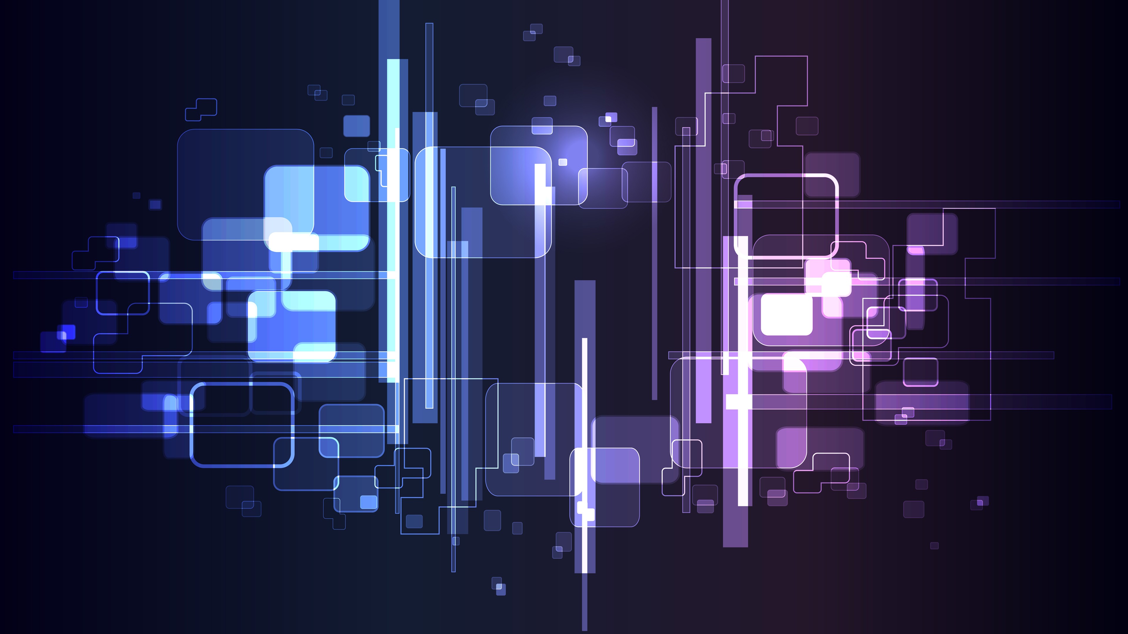 Abstract digital shapes with blue and purple glow HD Wallpaper