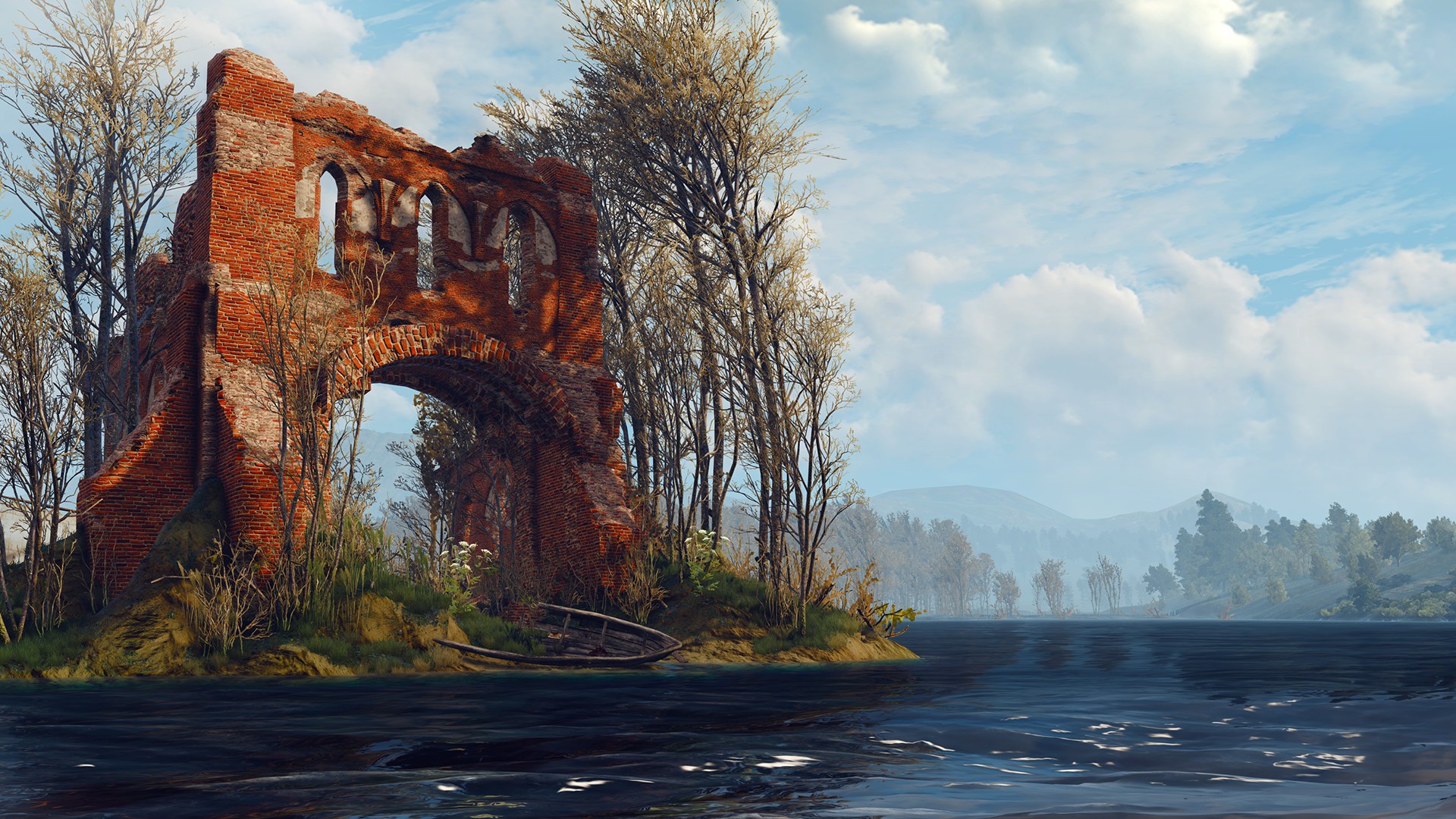 The Witcher 3: Wild Hunt ruins by the water HD Wallpaper