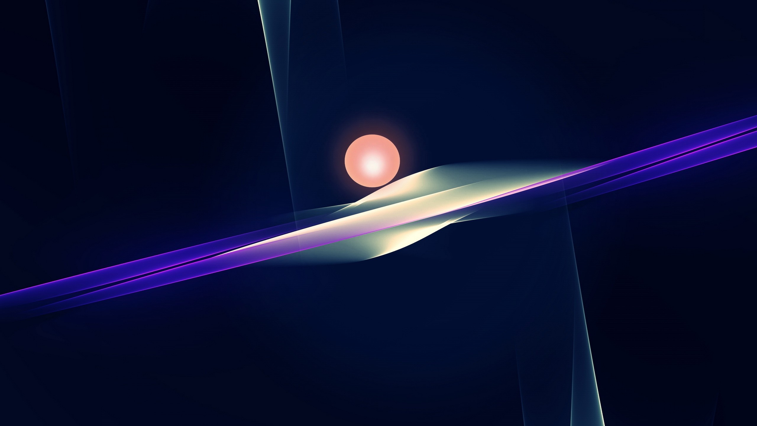 Abstract artwork with glowing orb and light streaks HD Wallpaper