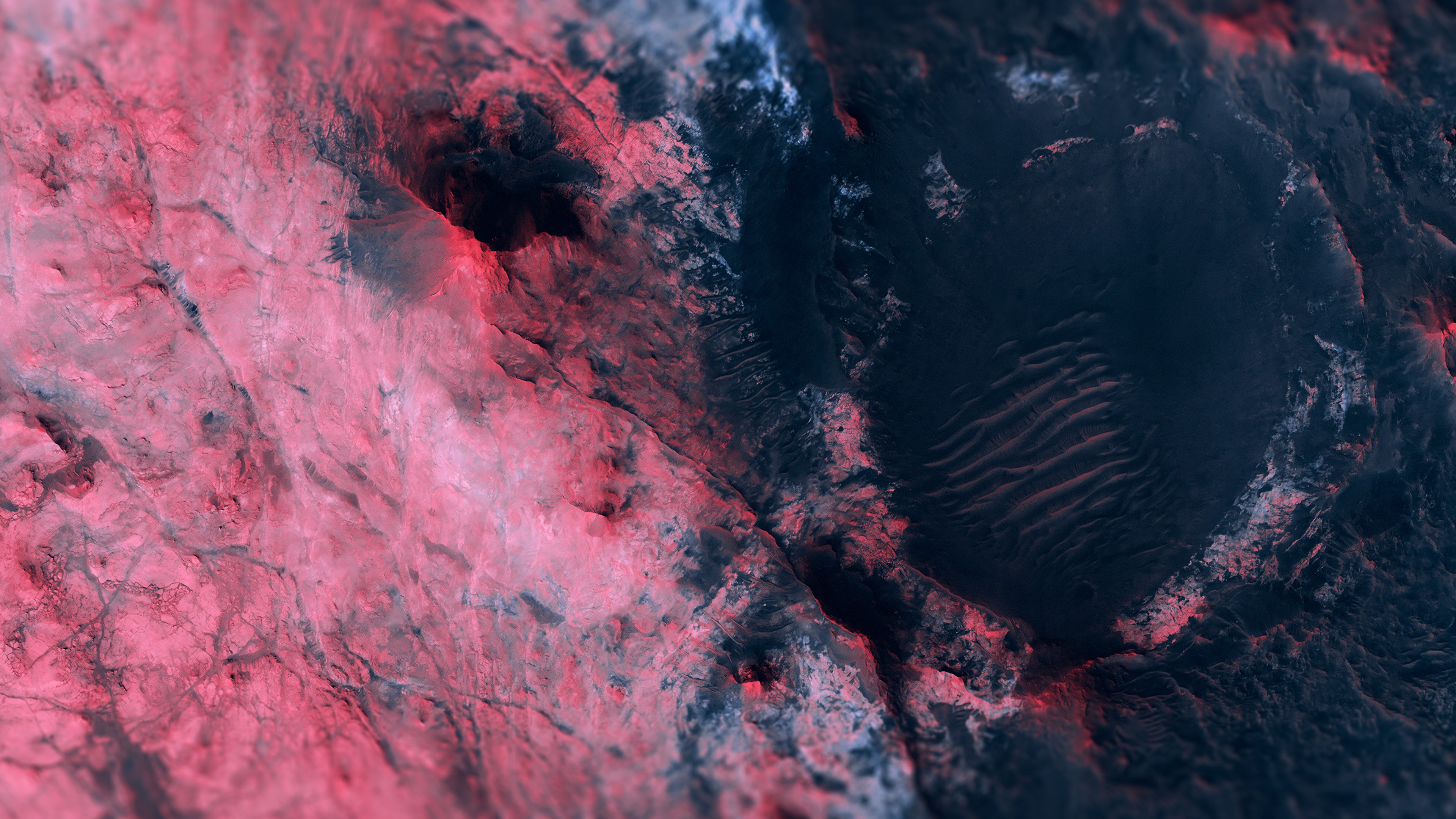 NASA Mars surface with red and dark terrain HD Wallpaper
