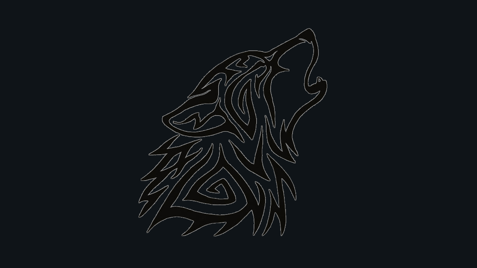 Tribal wolf howling on a dark background HD Wallpaper