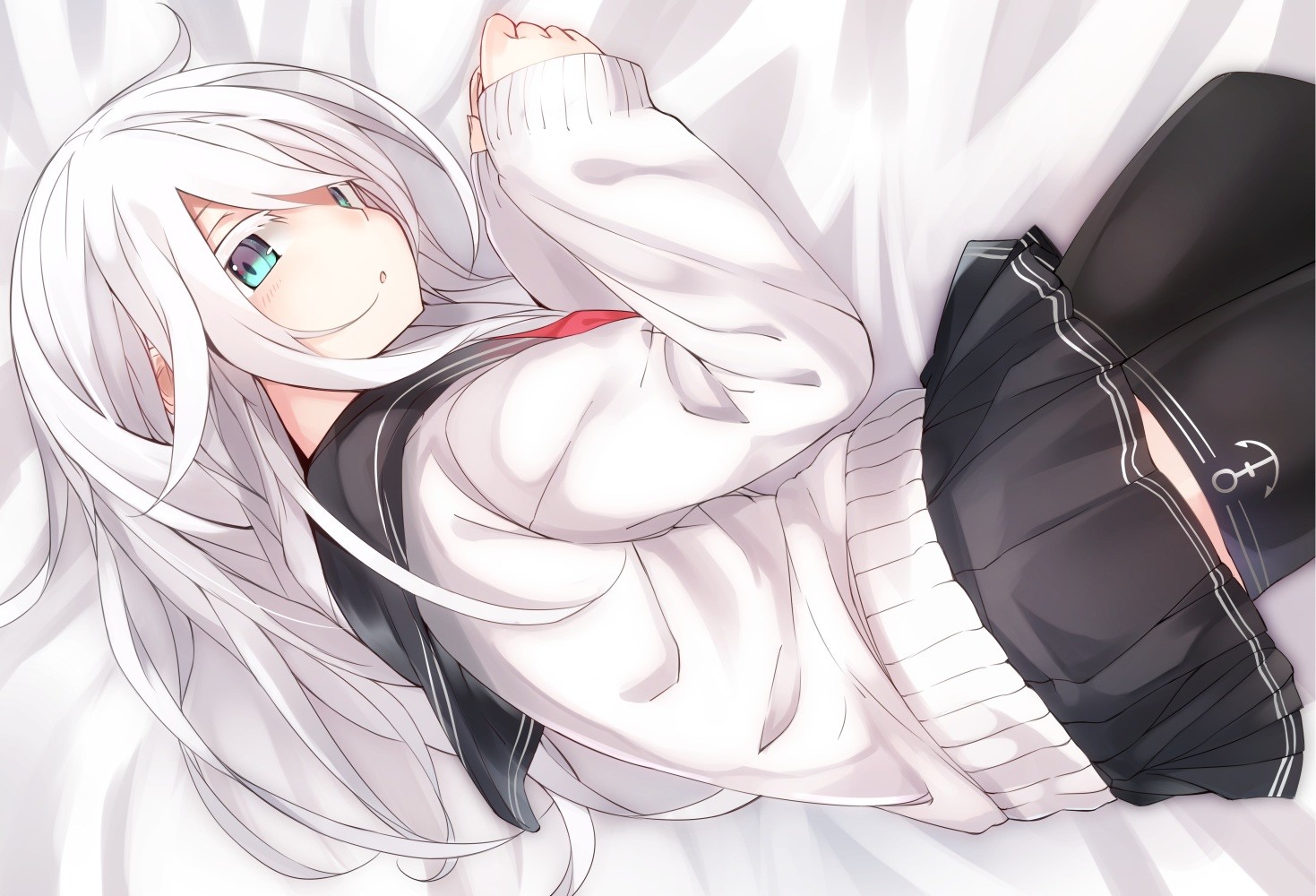 Hibiki from Kantai Collection lying down HD Wallpaper