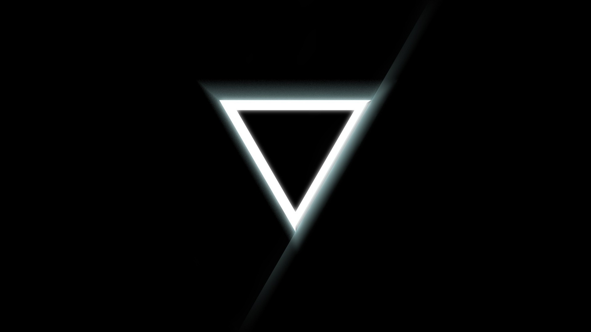 Glowing white triangle on black background HD Wallpaper