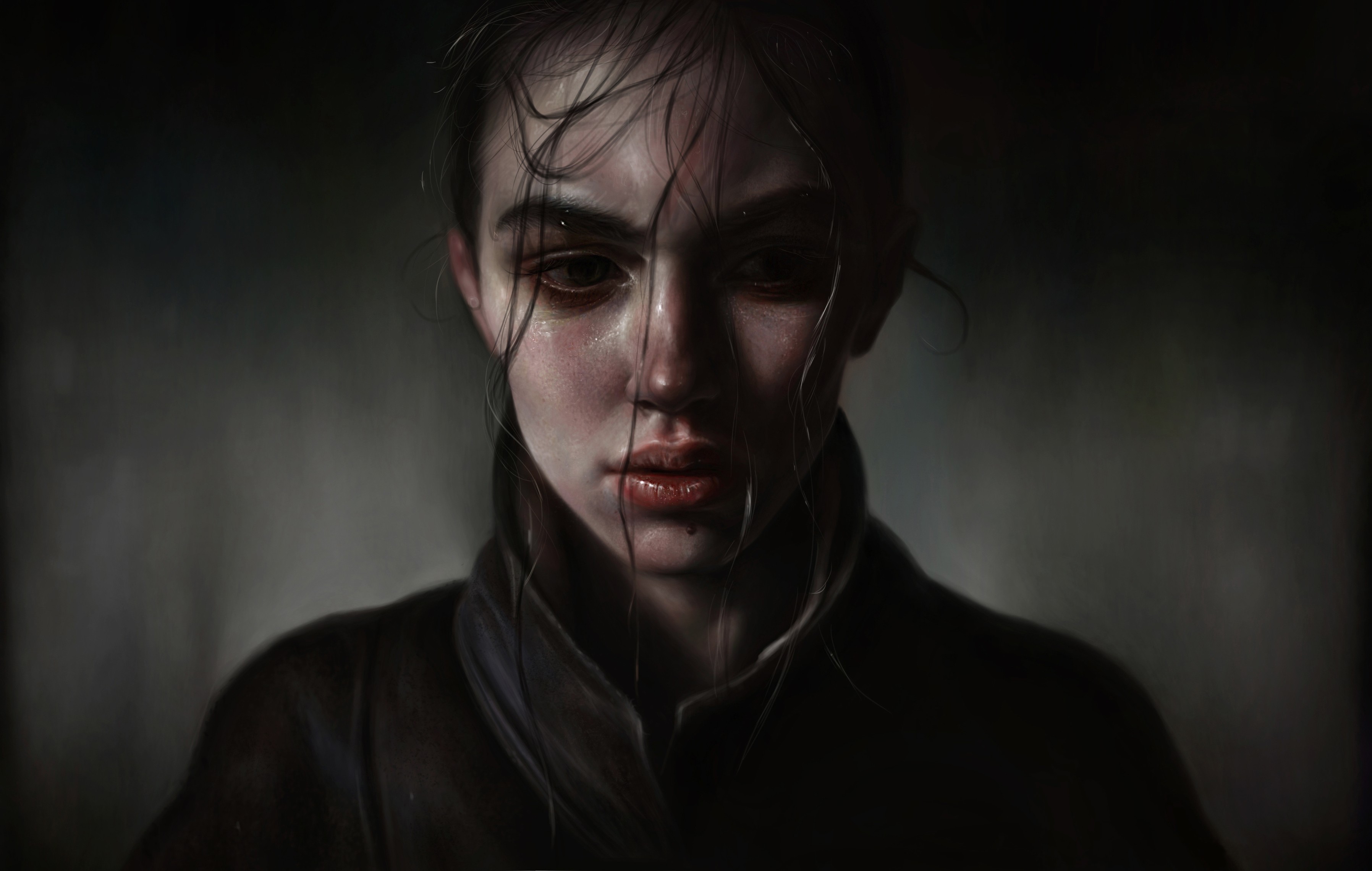 Artwork of a woman's face HD Wallpaper