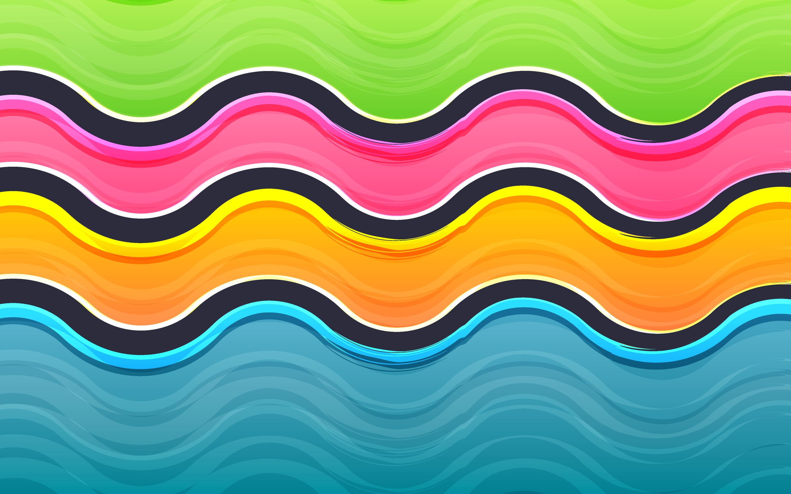 Abstract wavy lines in multiple colors HD Wallpaper