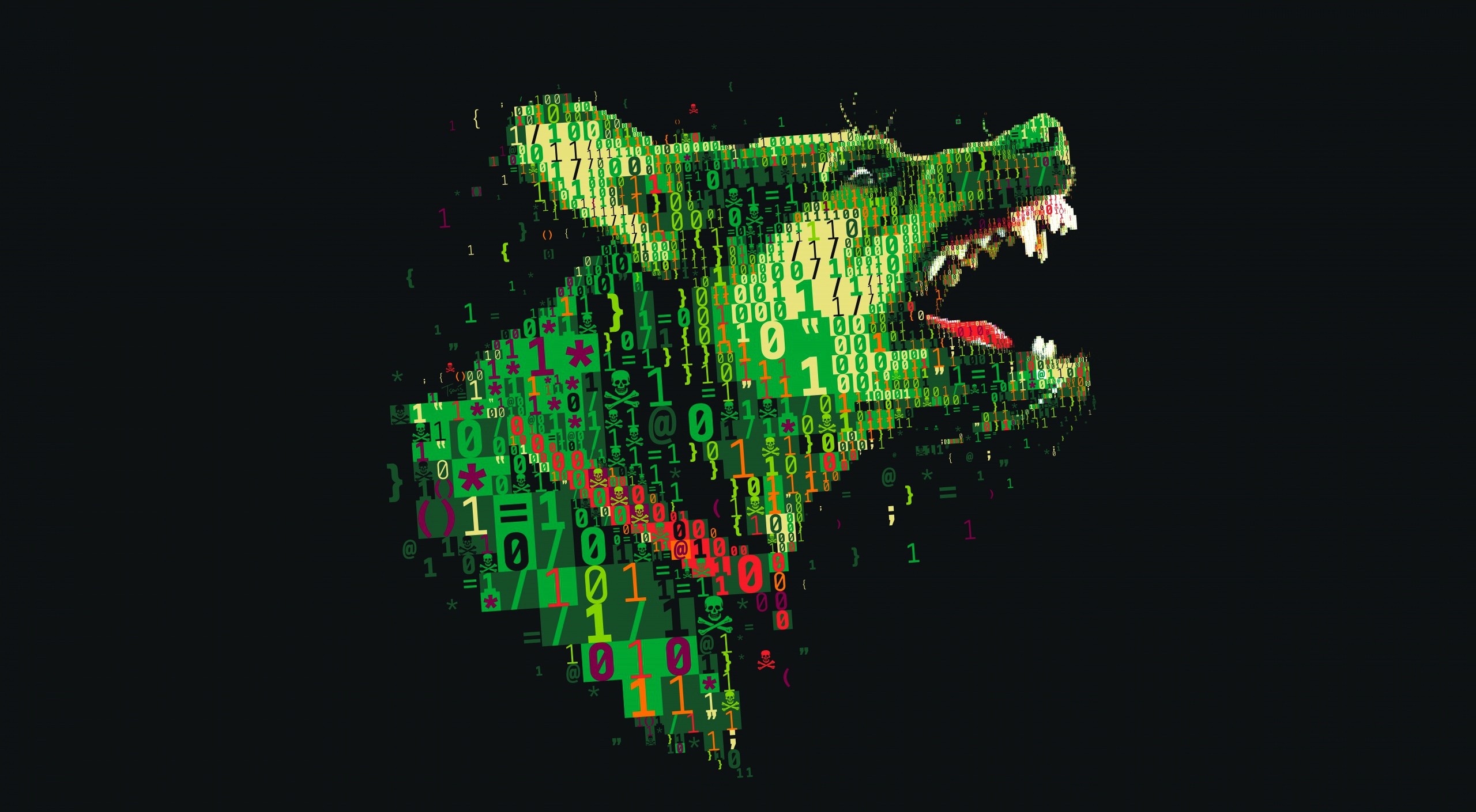 Digital Dog Made of Binary Code and Symbols HD Wallpaper