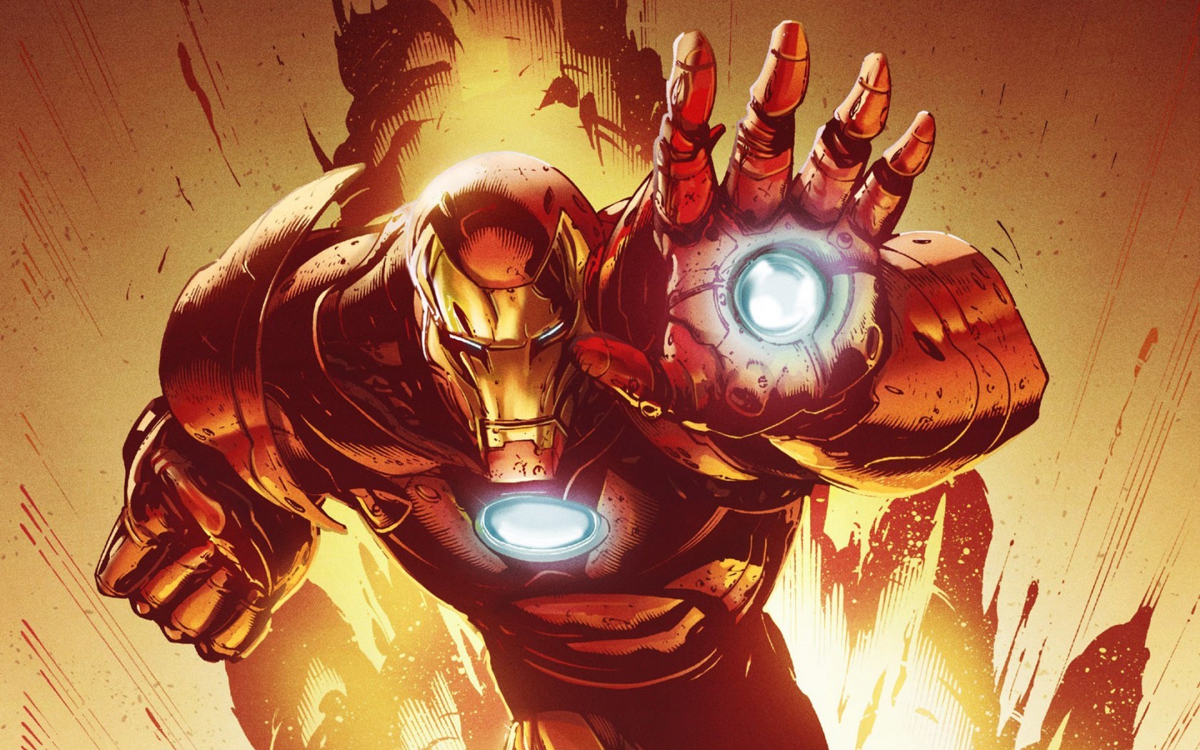 Iron Man in a dynamic pose HD Wallpaper