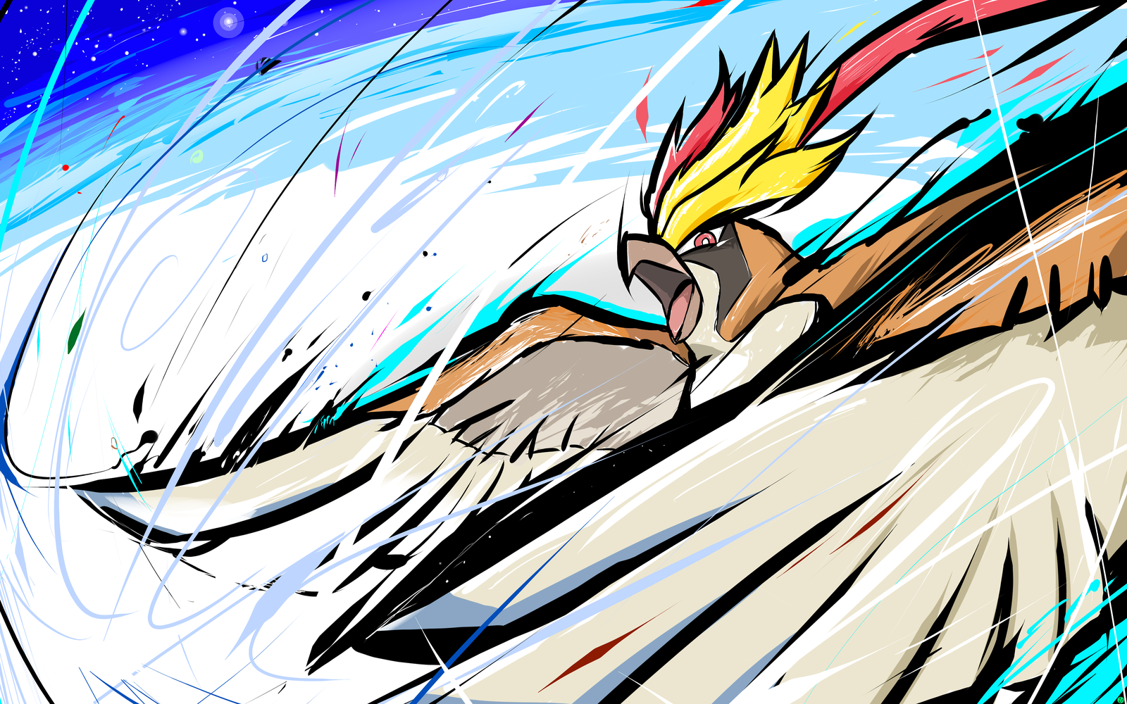 Mega Pidgeot in motion with abstract background HD Wallpaper