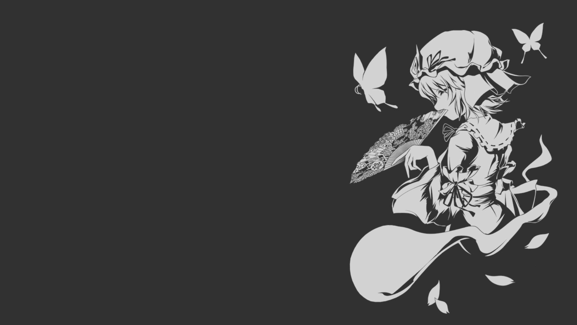 Saigyouji Yuyuko from Touhou with butterflies and fan HD Wallpaper