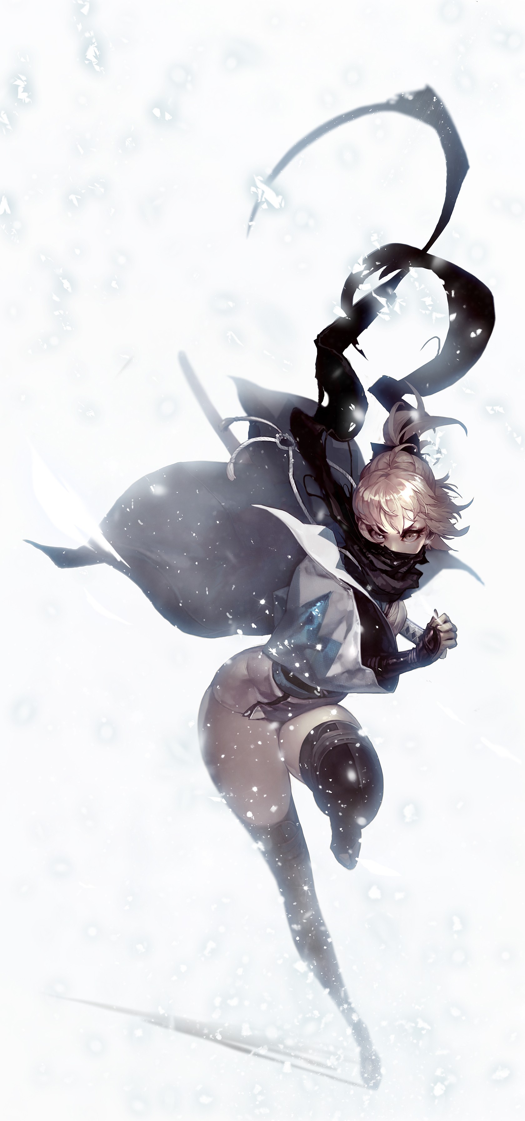 Sakura Saber in a snowy environment HD Wallpaper