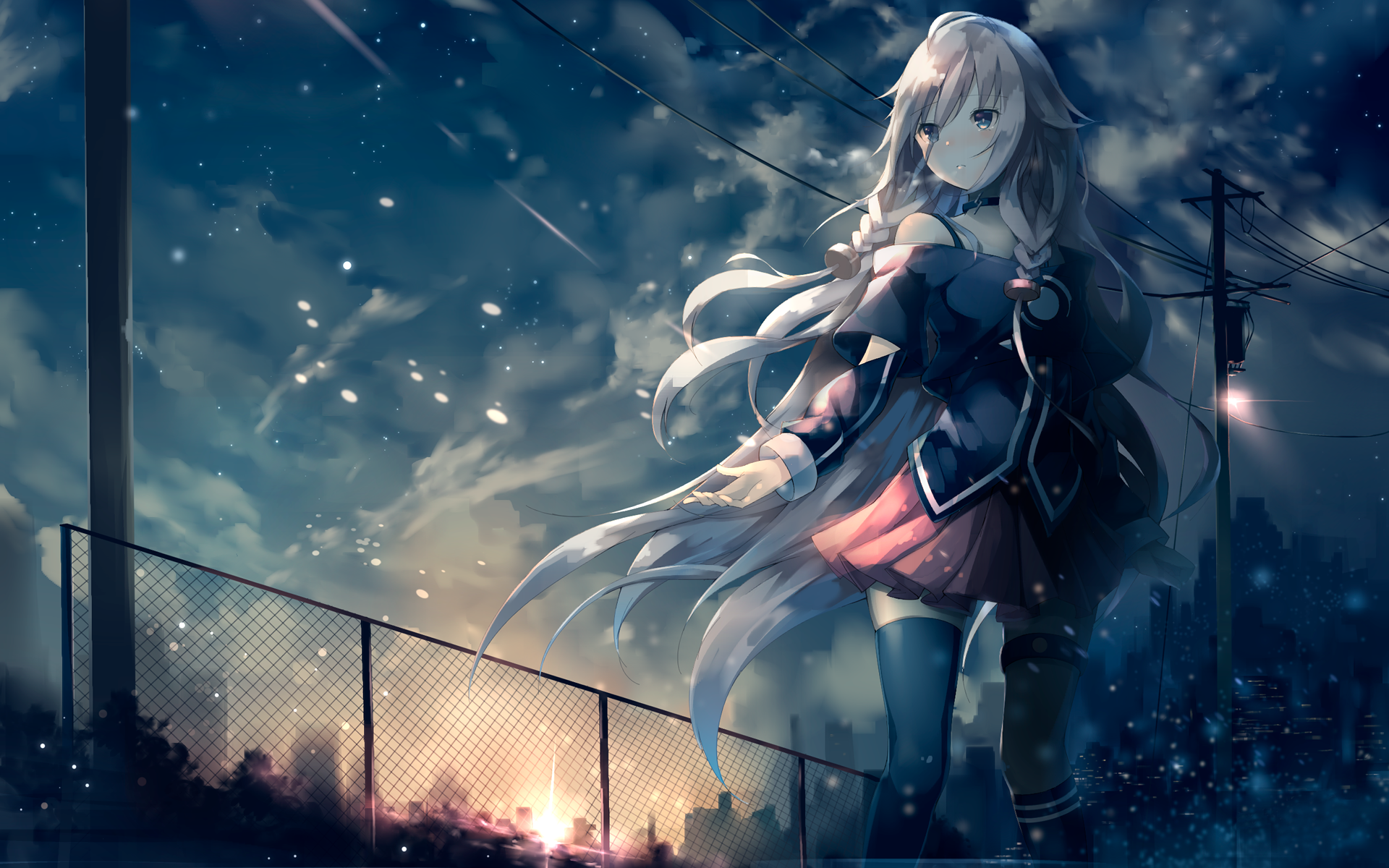 IA from Vocaloid standing in a city at night HD Wallpaper