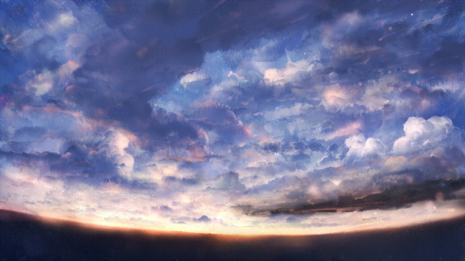 A dramatic sky with clouds at sunset HD Wallpaper