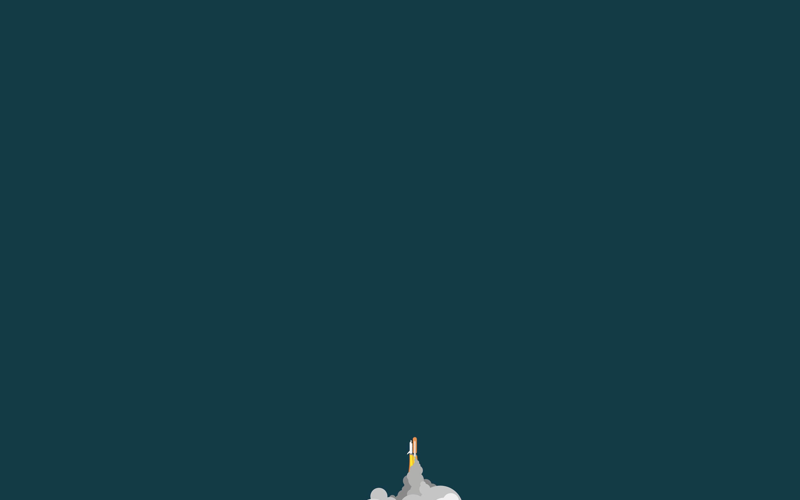 Minimalist rocket launch on a dark teal background HD Wallpaper