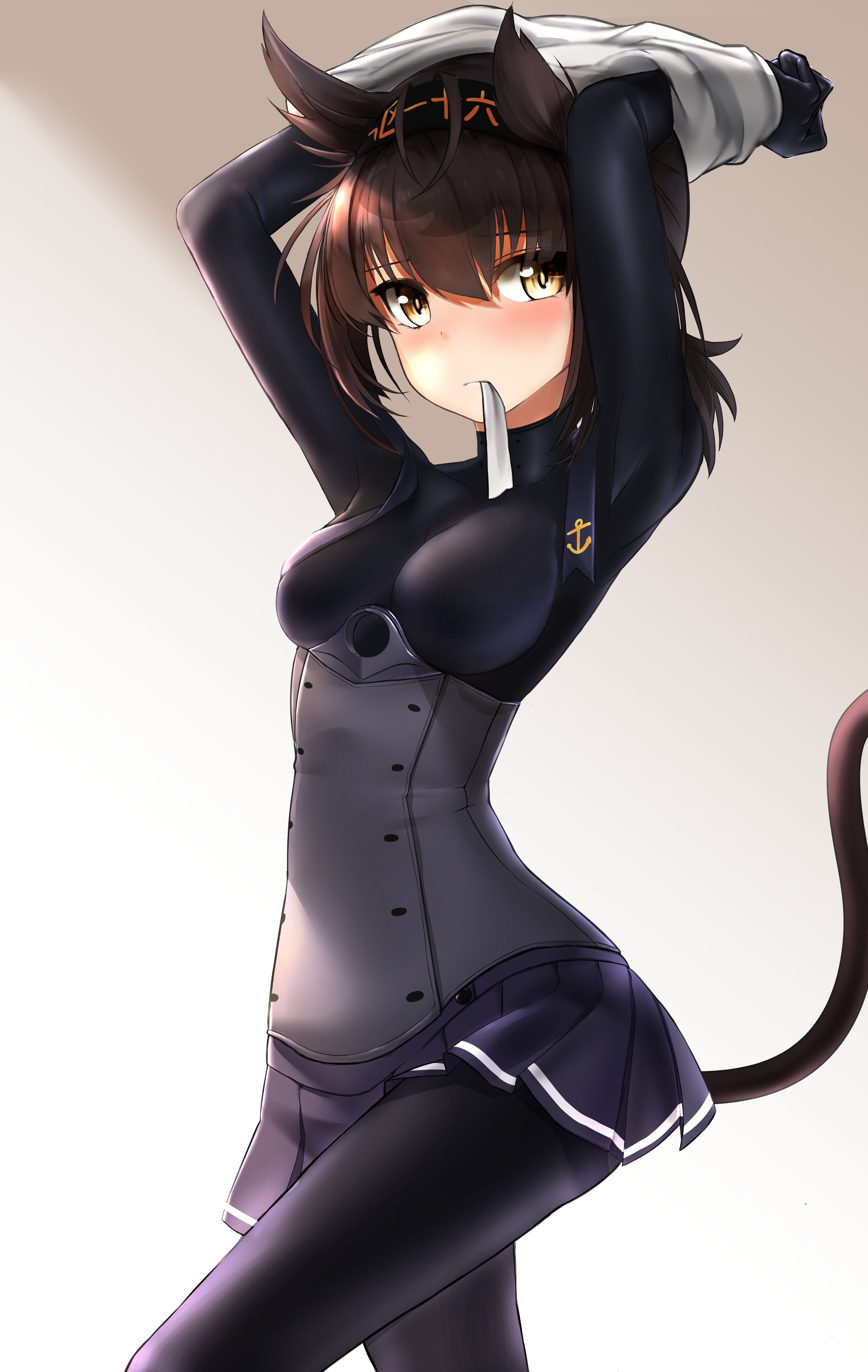 Hatsuzuki from Kantai Collection with cat ears and tail HD Wallpaper