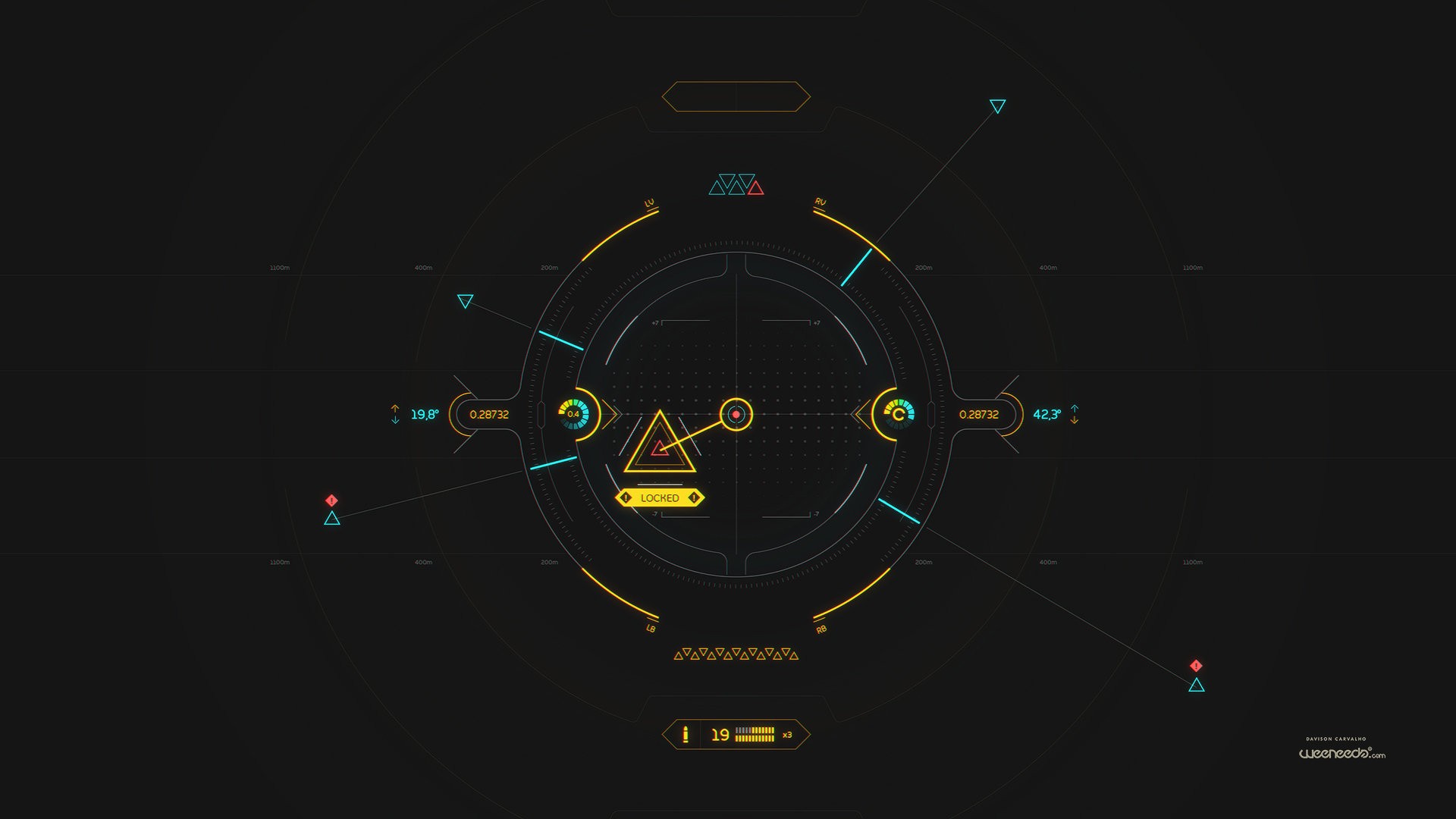 Science fiction HUD with targeting system HD Wallpaper