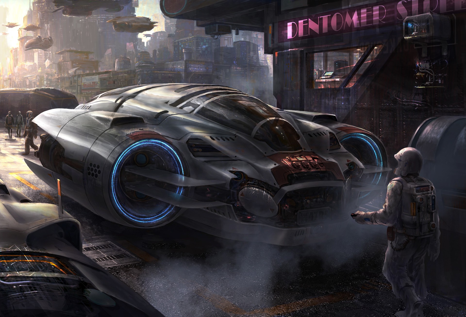 Science fiction concept art of a futuristic vehicle HD Wallpaper