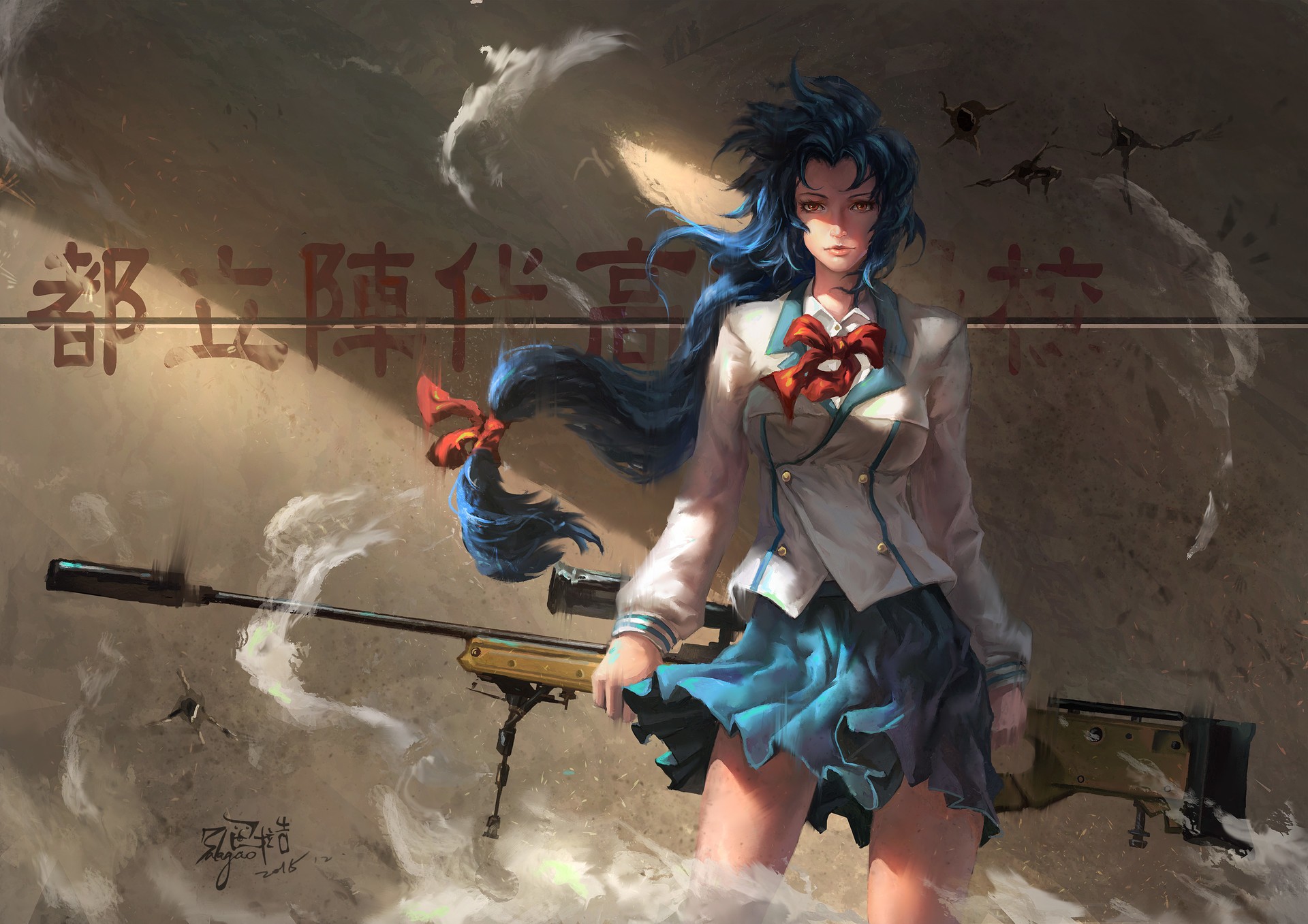 Chidori Kaname from Full Metal Panic! with a sniper rifle HD Wallpaper
