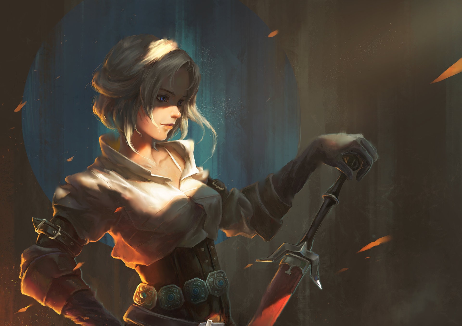 Ciri from The Witcher 3: Wild Hunt holding a sword HD Wallpaper