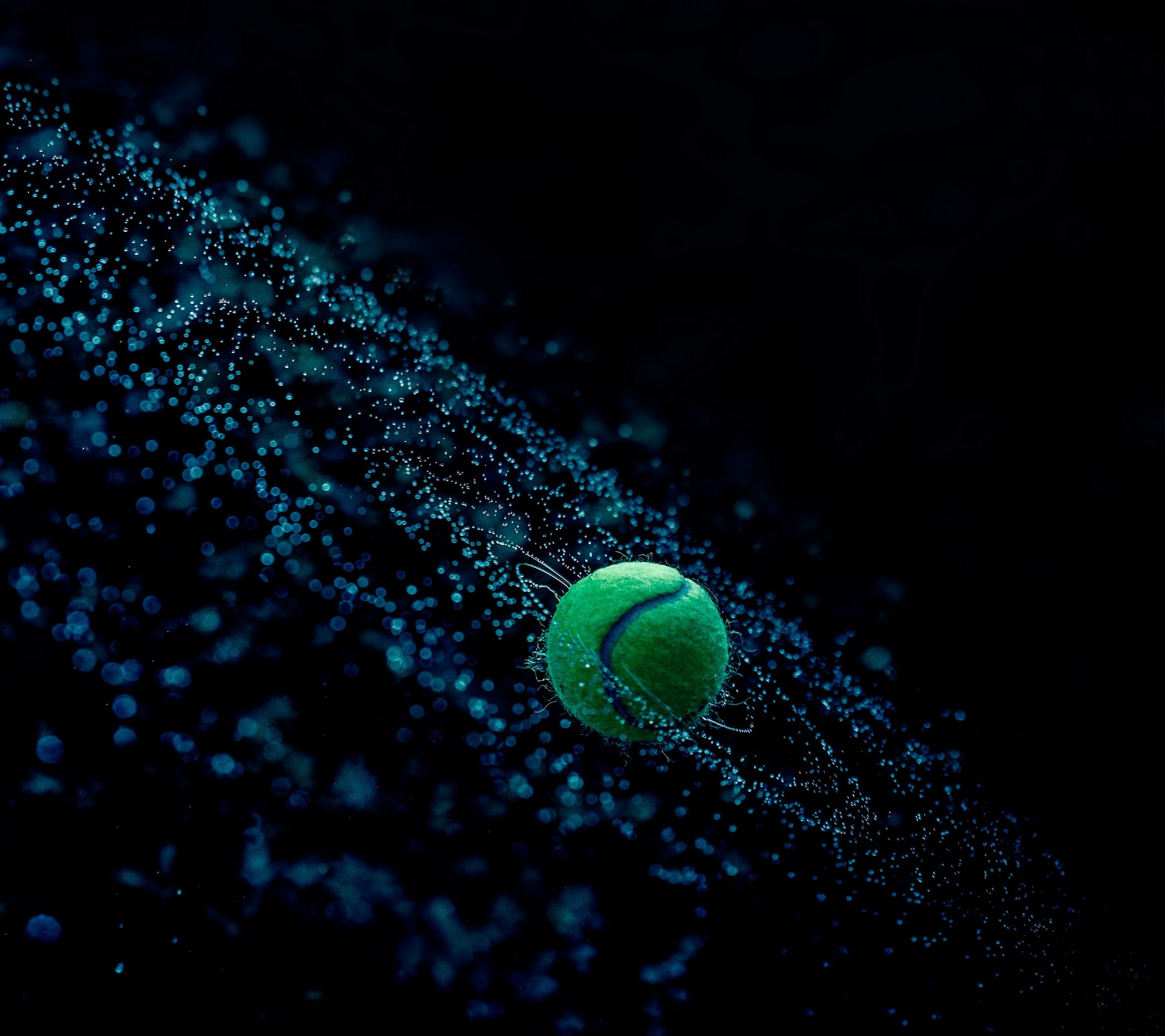 Tennis ball in a spiral of water drops HD Wallpaper